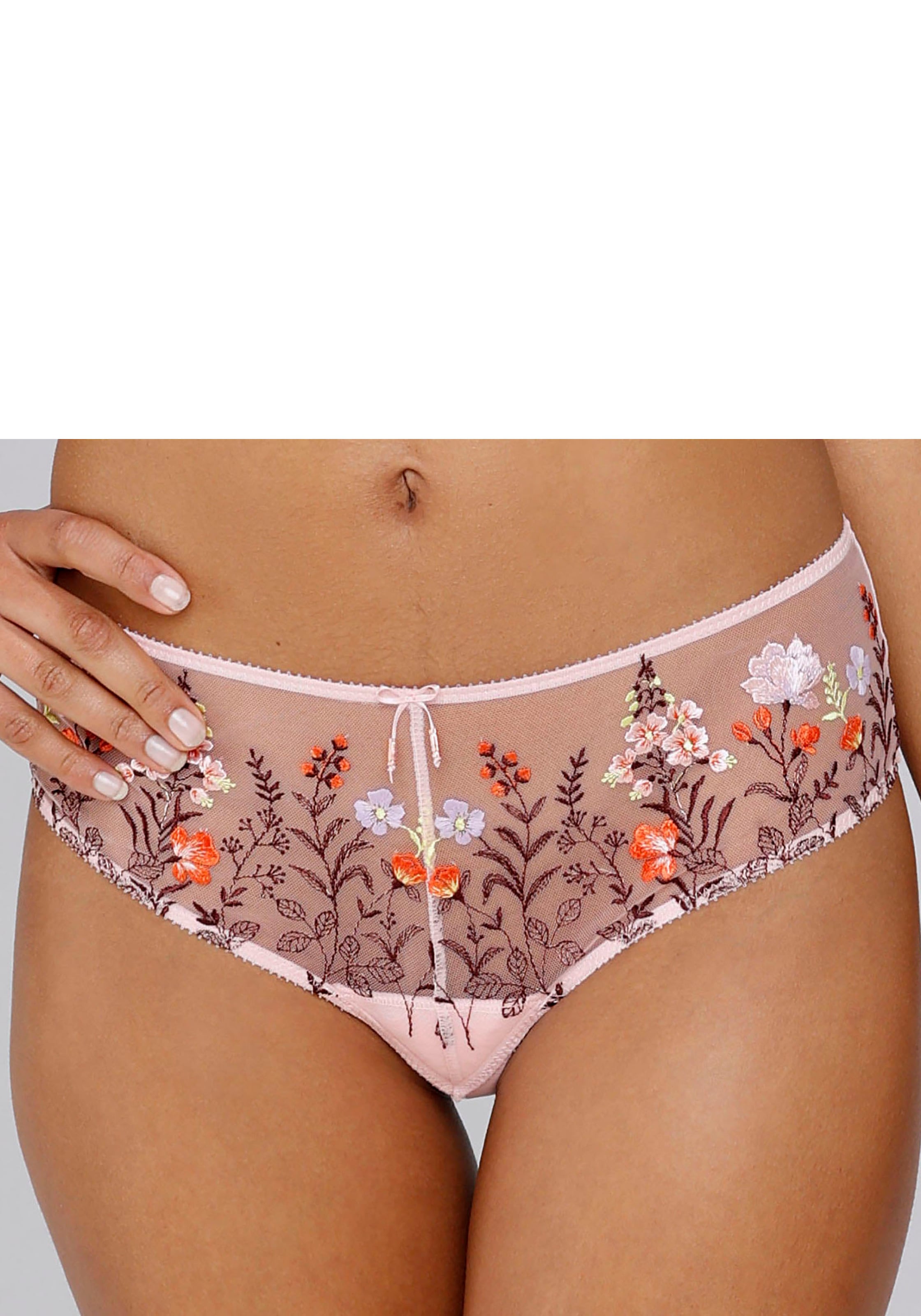 LASCANA Stringpanty »Maria«, mit bunten Blumen aus Stickereispitze