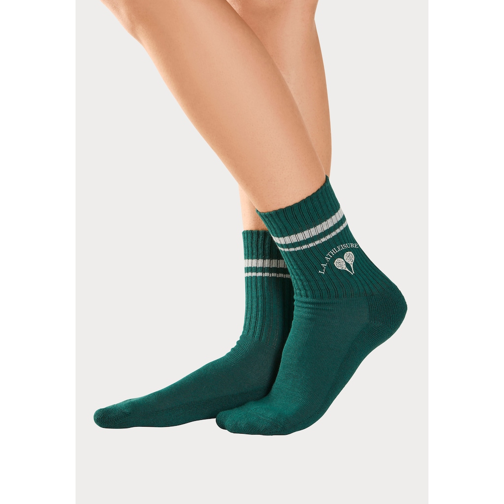 LASCANA ACTIVE Tennissocken, (Packung, 3 Paar), mit kleiner Stickerei