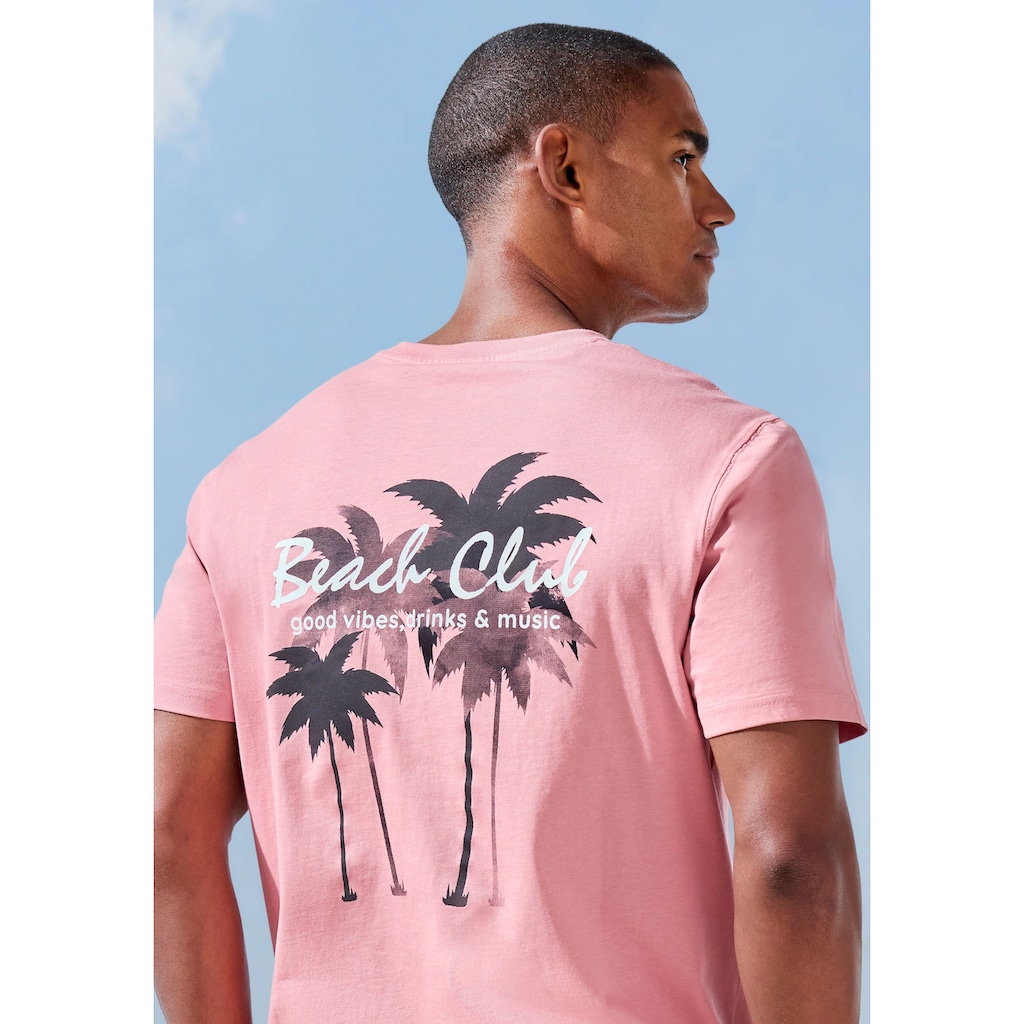 Beachtime T-Shirt »mit grossem Rückenprint«, Regular-Fit, mit Print vorn und hinten