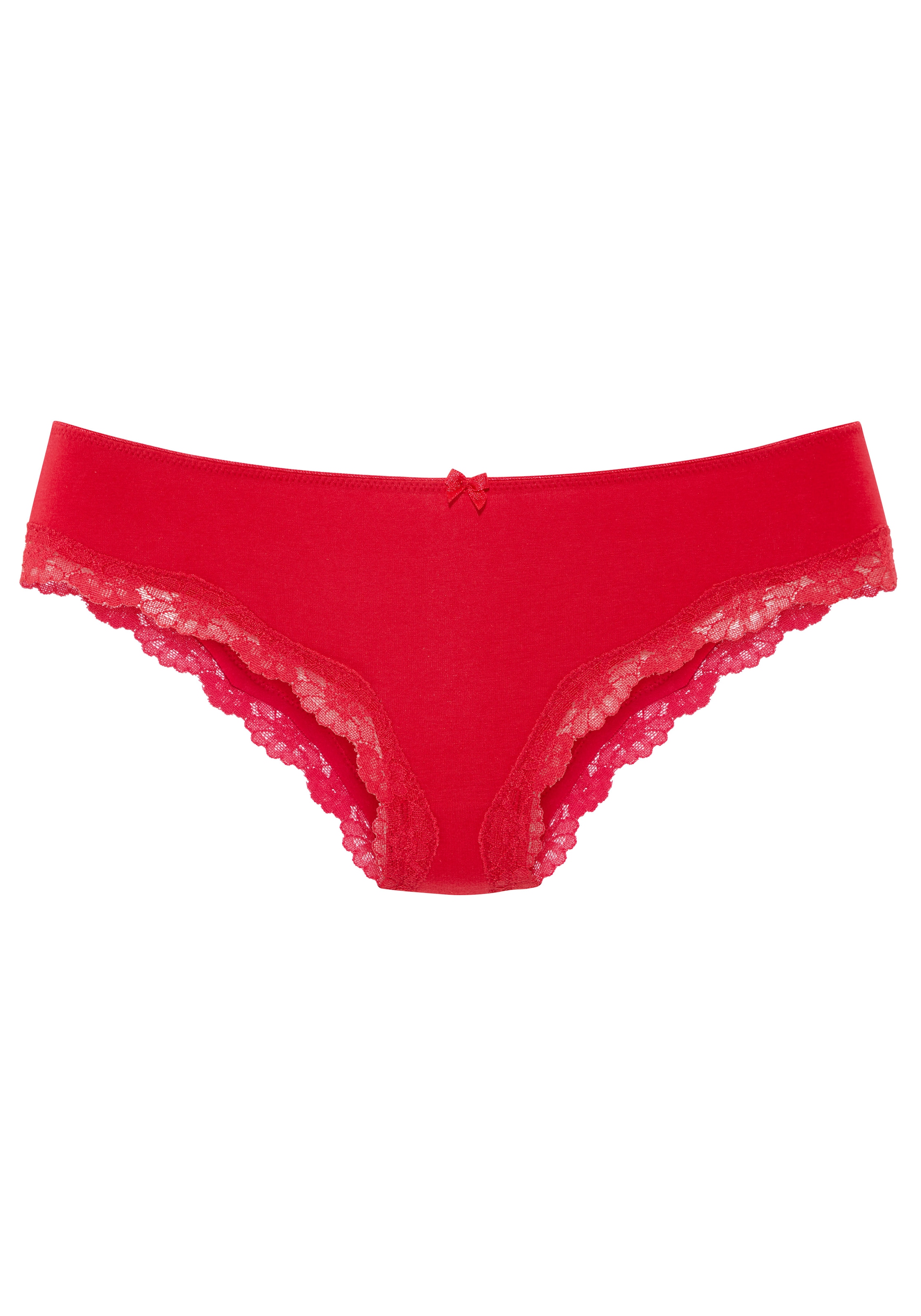 LASCANA Slip 3er-Pack,  aus elastischer Baumwolle mit zarter Spitze