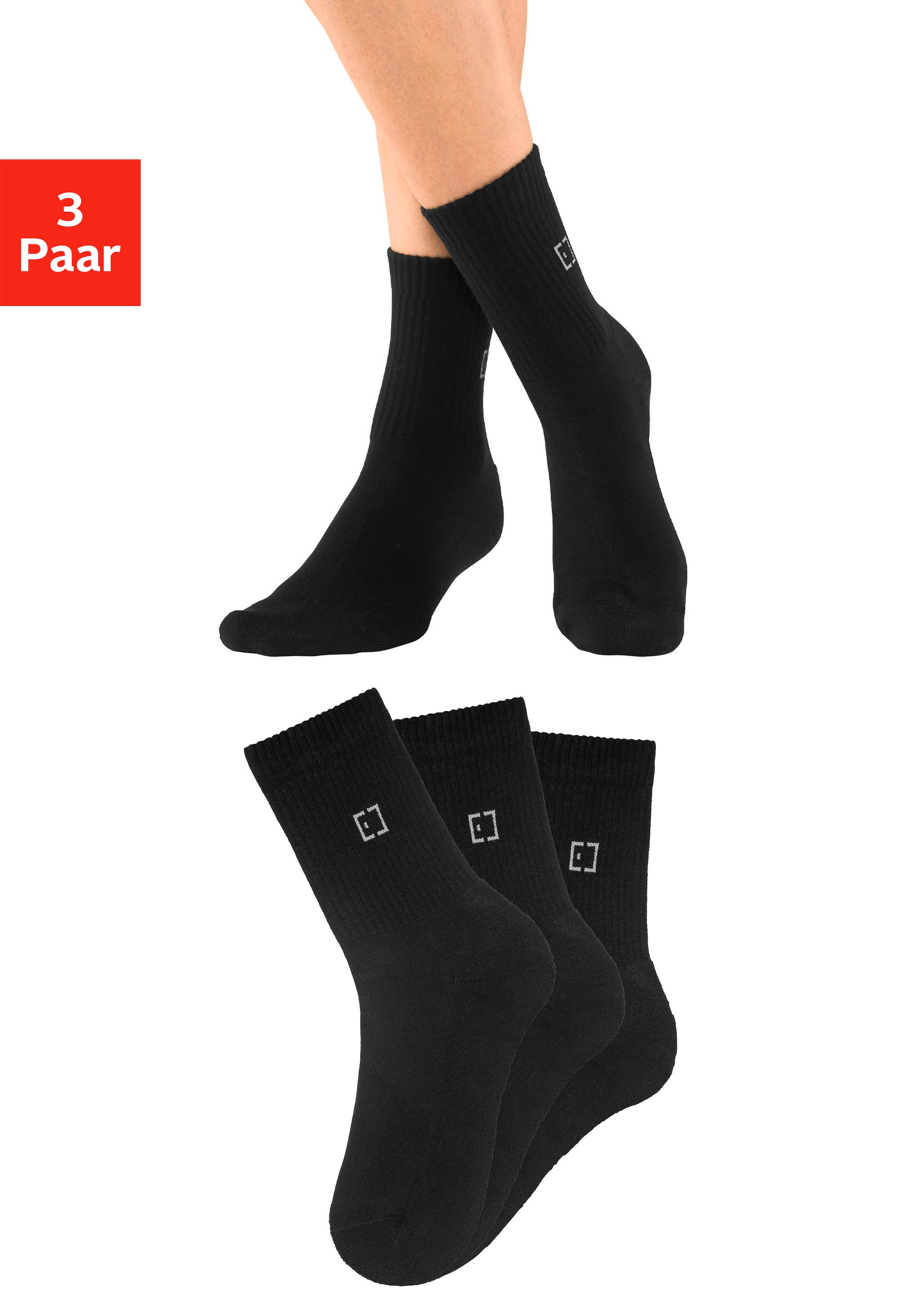 Elbsand Socken Packung, 3 Stk. tlg. mit Frottee und eingestricktem Markenlogo