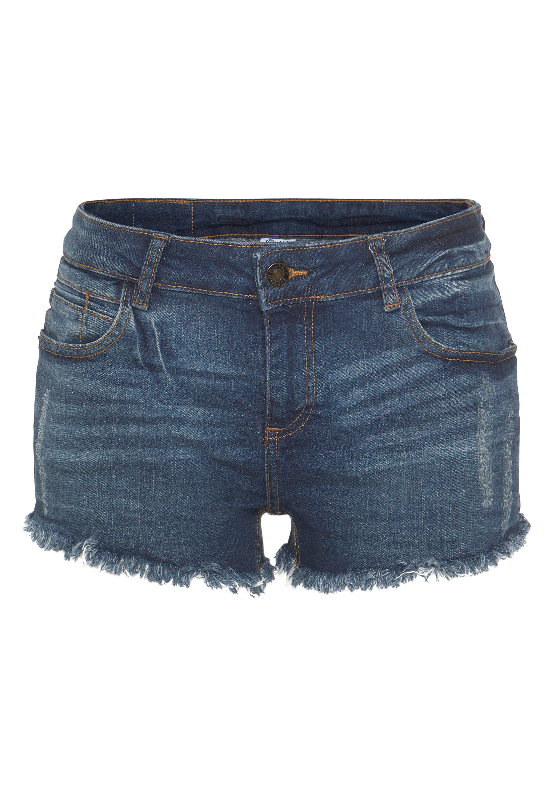 Buffalo Jeanshotpants mit Fransen am Saum, Shorts aus elastischer Baumwolle