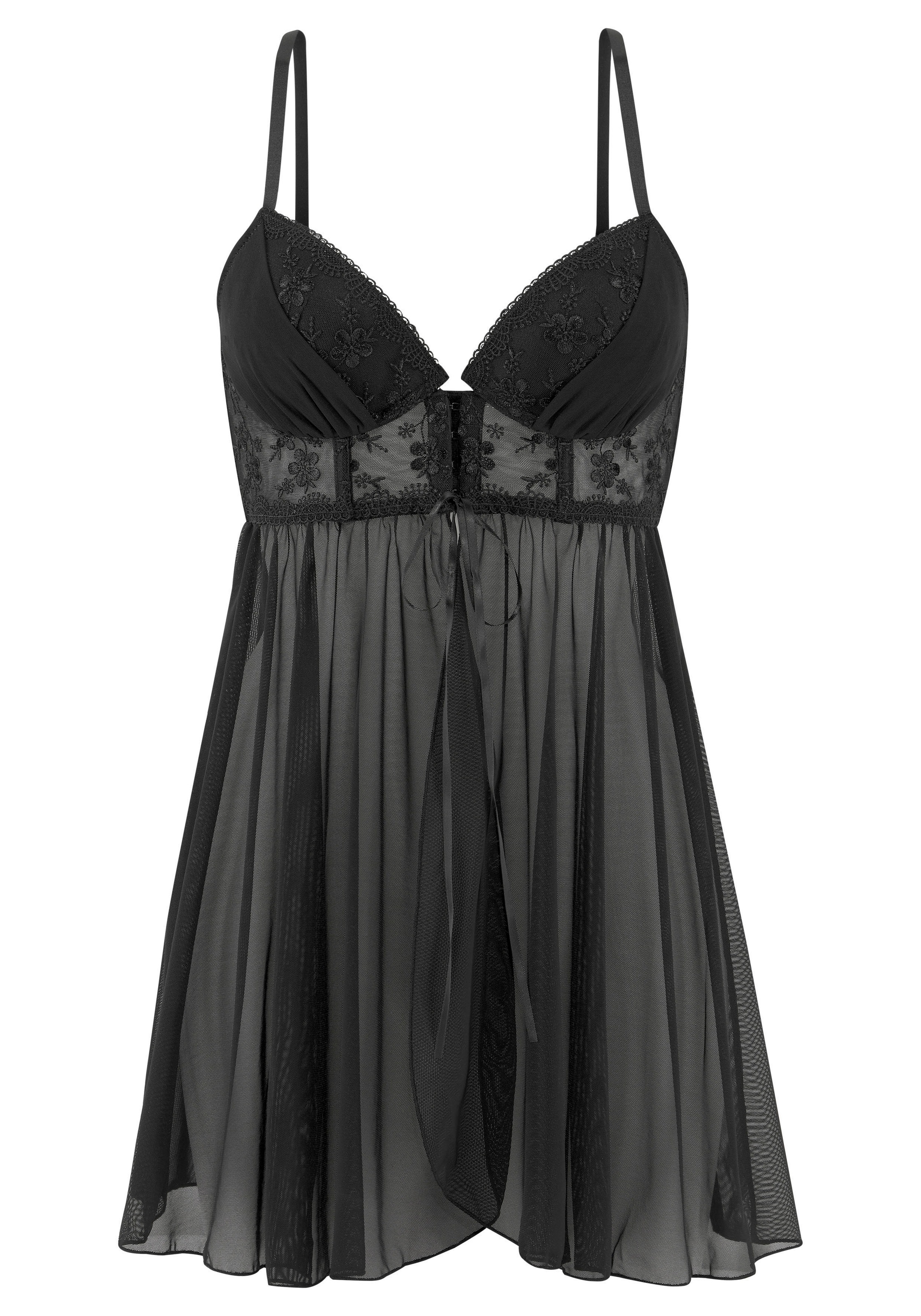 LASCANA Negligé "mit Push-up und Vorderverschluss" sexy Unterwäsche, sexy Dessous, Reizwäsche Damen