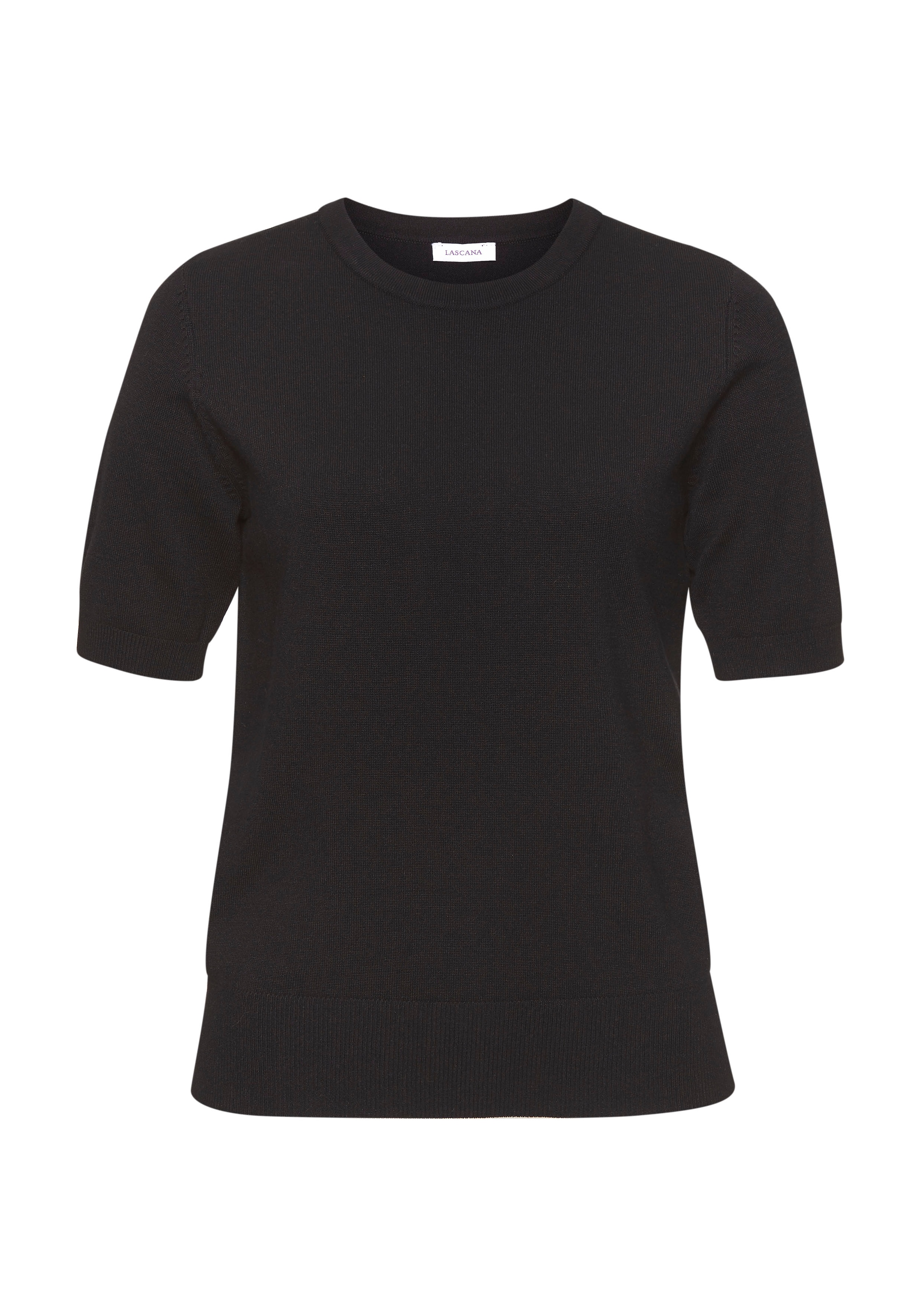 LASCANA Kurzarmpullover in Feinstrick-Qualität, T-Shirt Pullover, basic