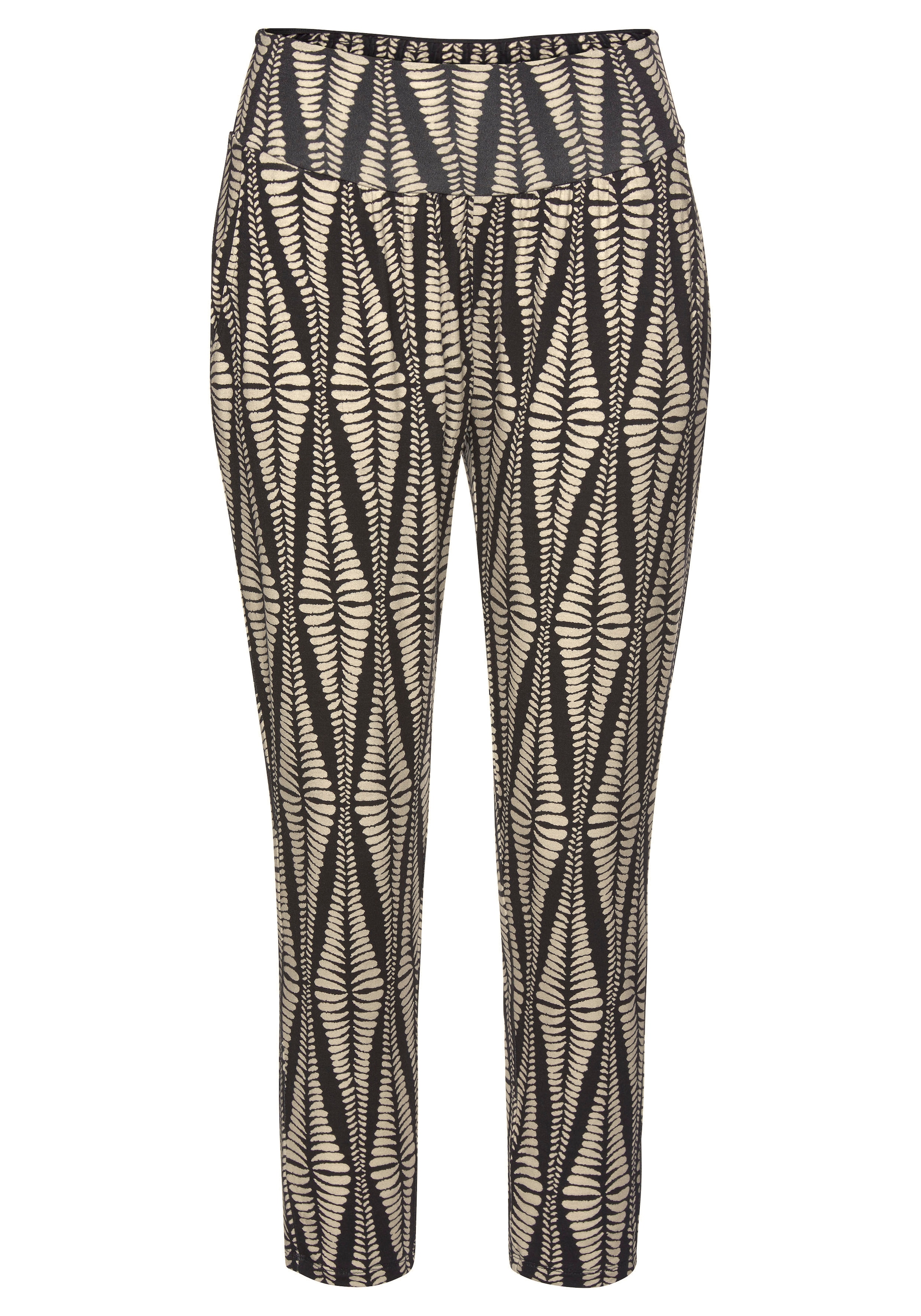 LASCANA 7/8-Hose, mit breitem Bündchen und Allover-Druck, leichte Jerseyhose, Sommerhose