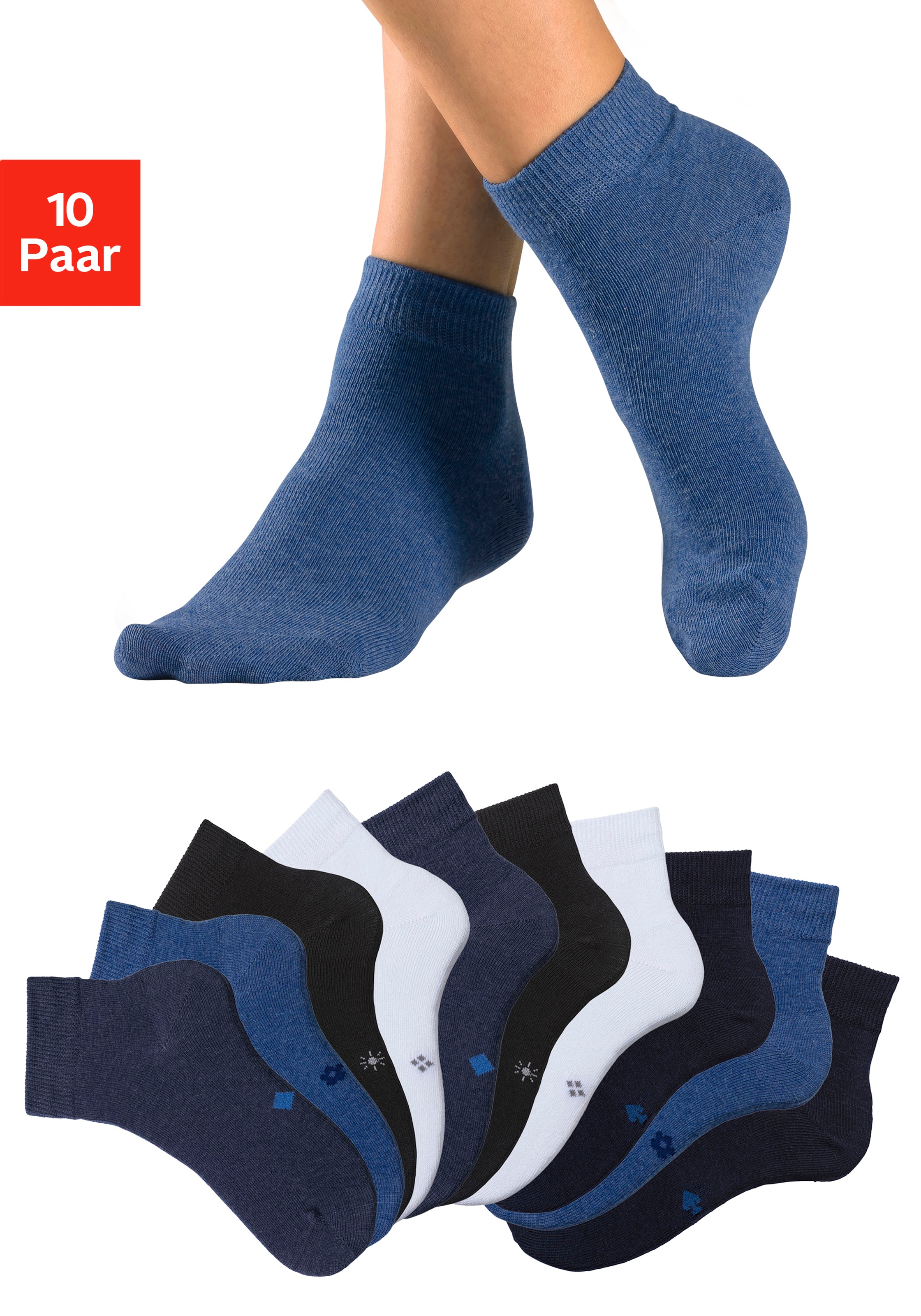 H.I.S Kurzsocken Packung, 10 Stk. tlg. mit eingestrickten Symbolen