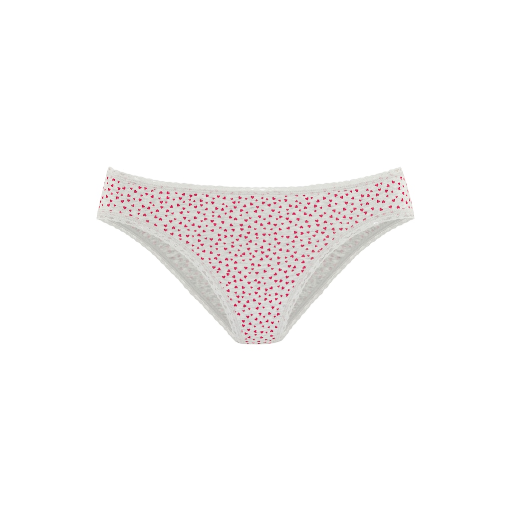 LASCANA Jazz-Pants Slips, (5er-Pack), mit süssen Herzchen-Prints und aus elastischer Baumwoll-Qualität