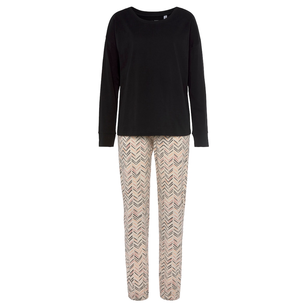 Vivance Dreams Pyjama, (2 tlg.), mit malerischem Fischgrat-Muster