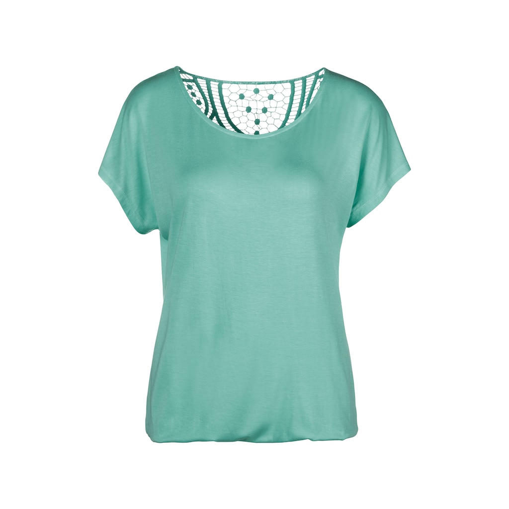 Vivance Kurzarmshirt »mit Häkelspitze am Rücken«, (2er-Pack), aus weichem Viskose-Stretch
