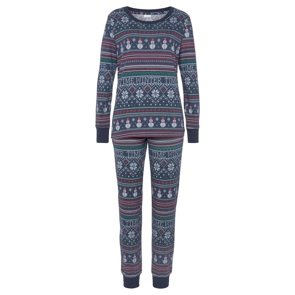 LASCANA Pyjama, (2 tlg.), mit winterlichem Druck