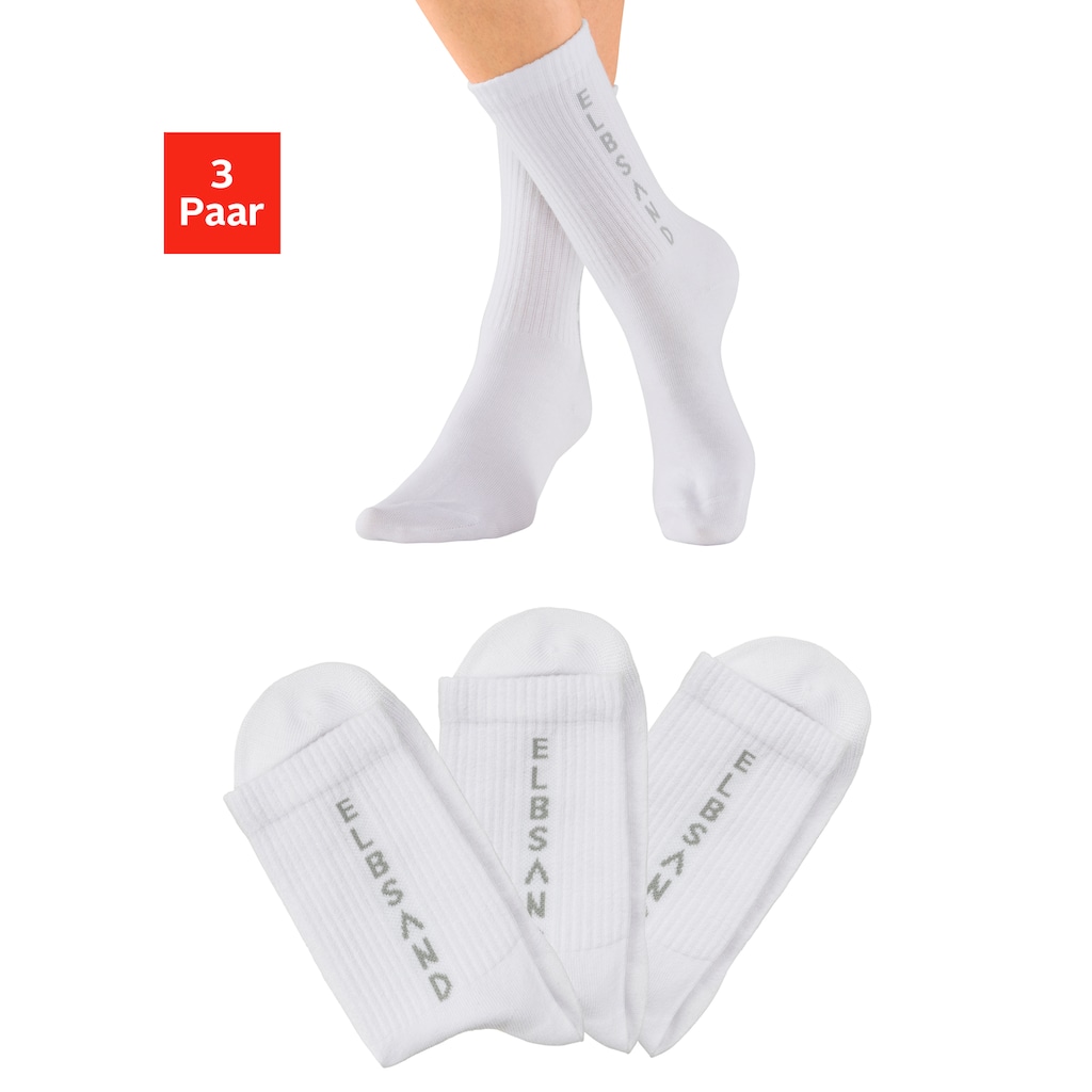 Elbsand Socken, (Packung, 3 Paar), mit eingestricktem Schriftzug