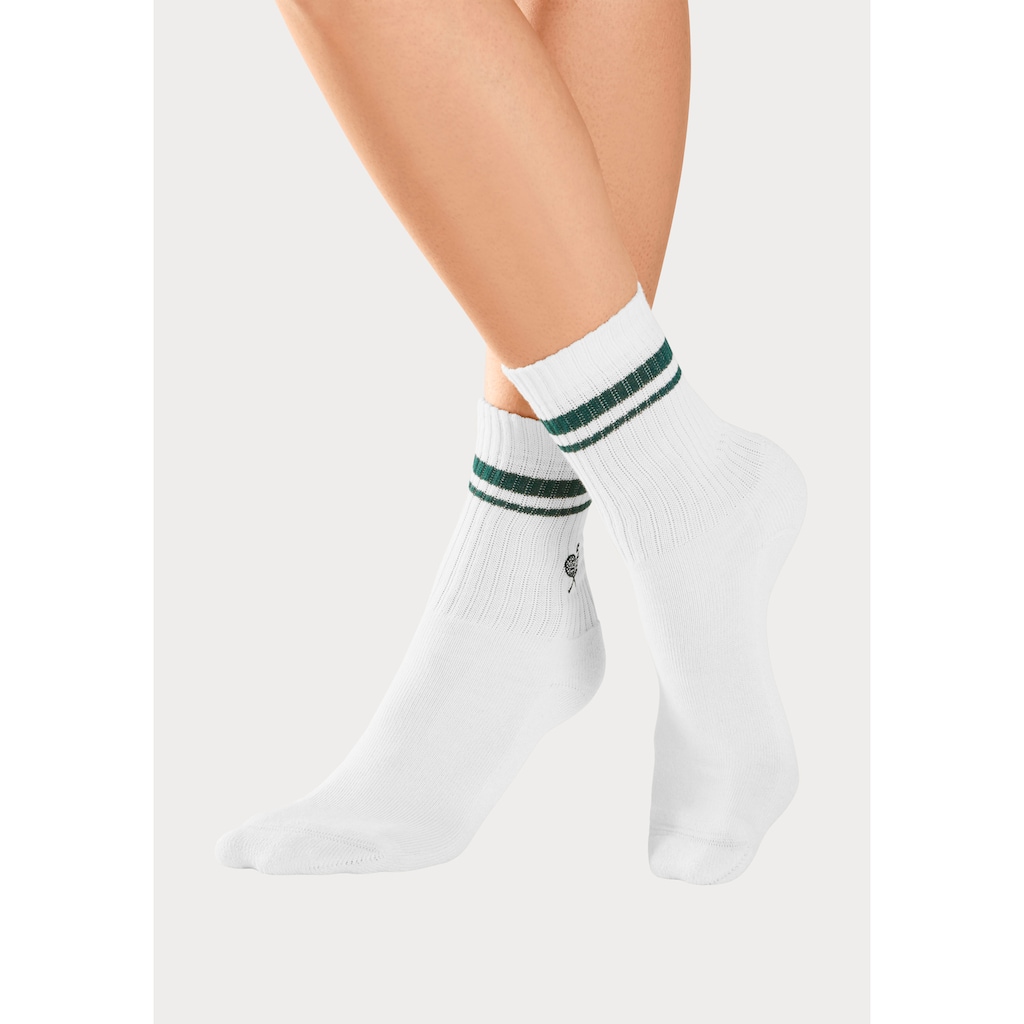 LASCANA ACTIVE Tennissocken, (Packung, 3 Paar), mit kleiner Stickerei