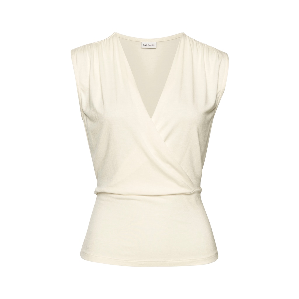 LASCANA Shirttop, mit dezenten Raffungen an der Schulter, elastisches Damentop