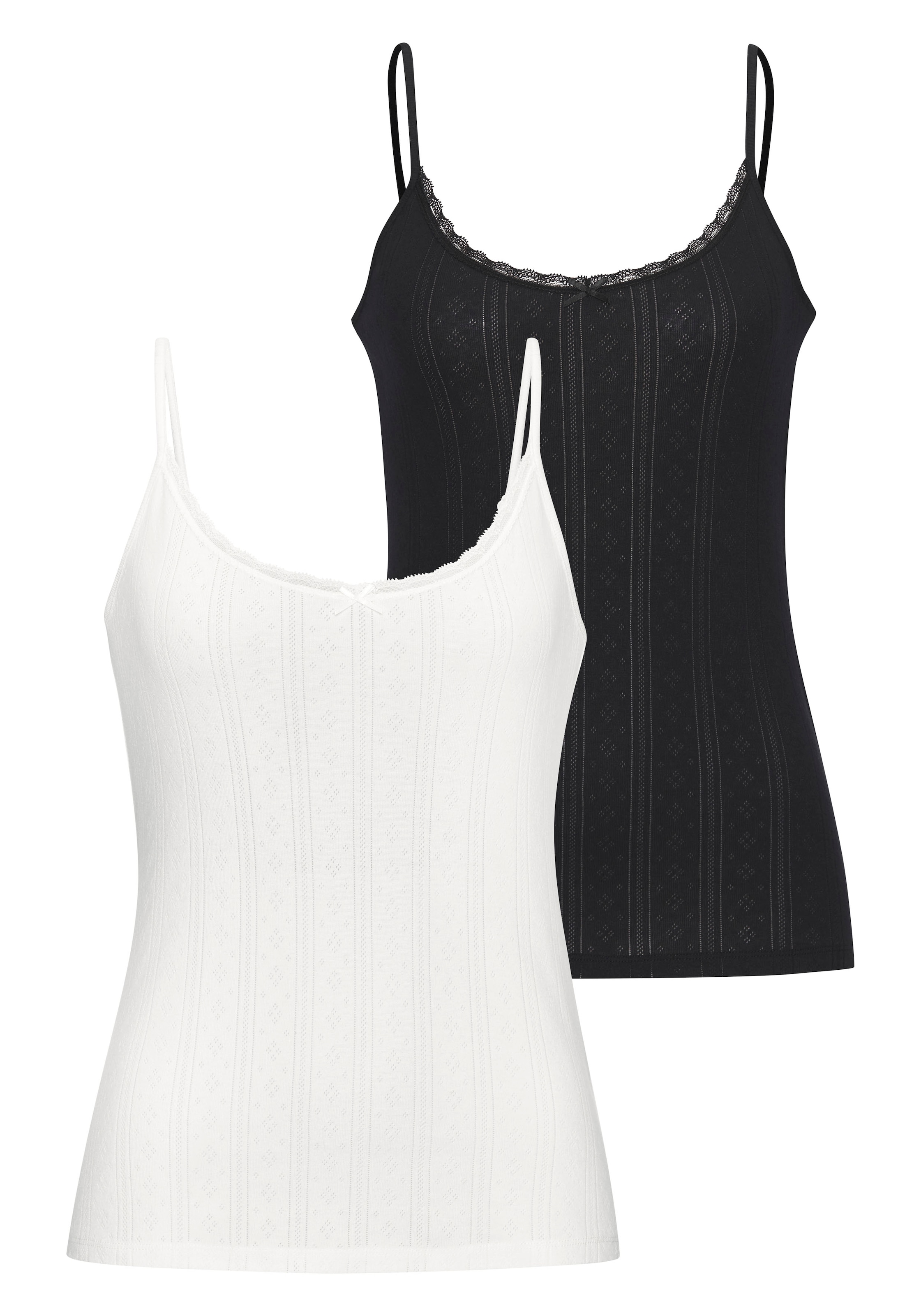 Vivance Unterhemd 2er-Pack,  aus weicher Pointelle-Ware mit Spitze, reine Baumwolle