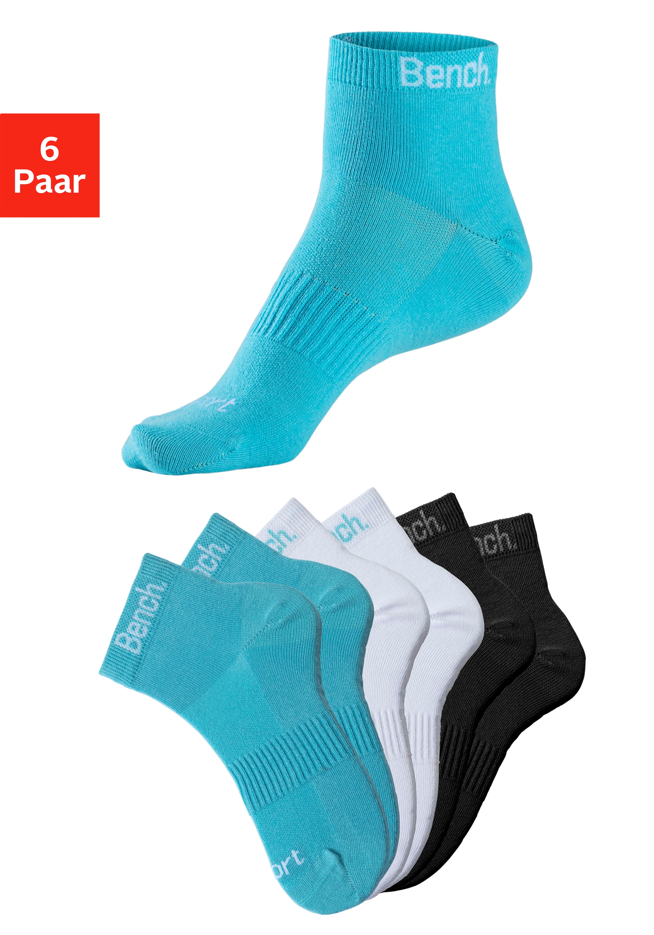 Bench. Sportsocken Packung, 6 Stk. tlg. mit antibakterieller Feuchtigkeitsregulierung