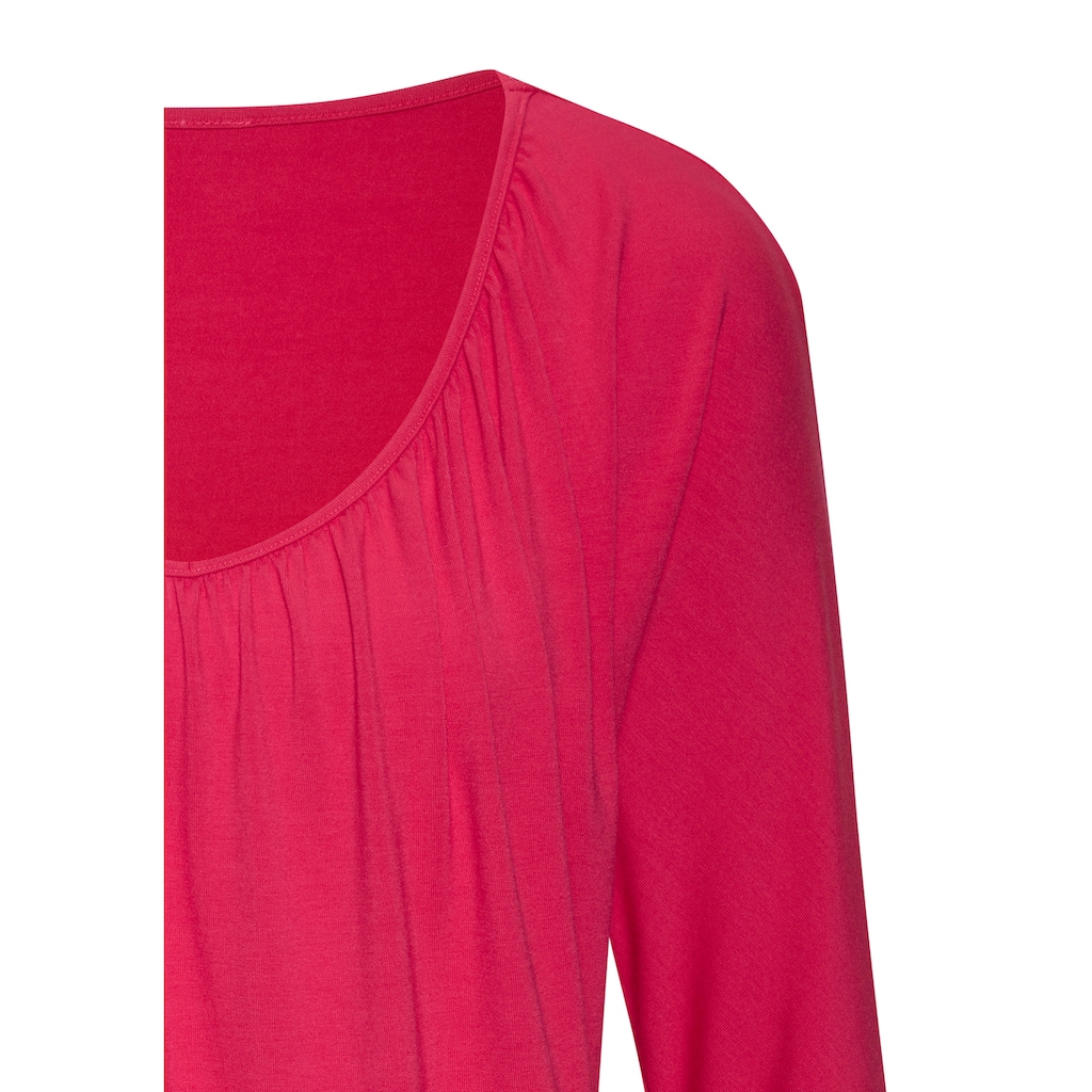LASCANA 3/4-Arm-Shirt »mit zarter Raffung am Ausschnitt«, aus weichem Viskose-Stretch