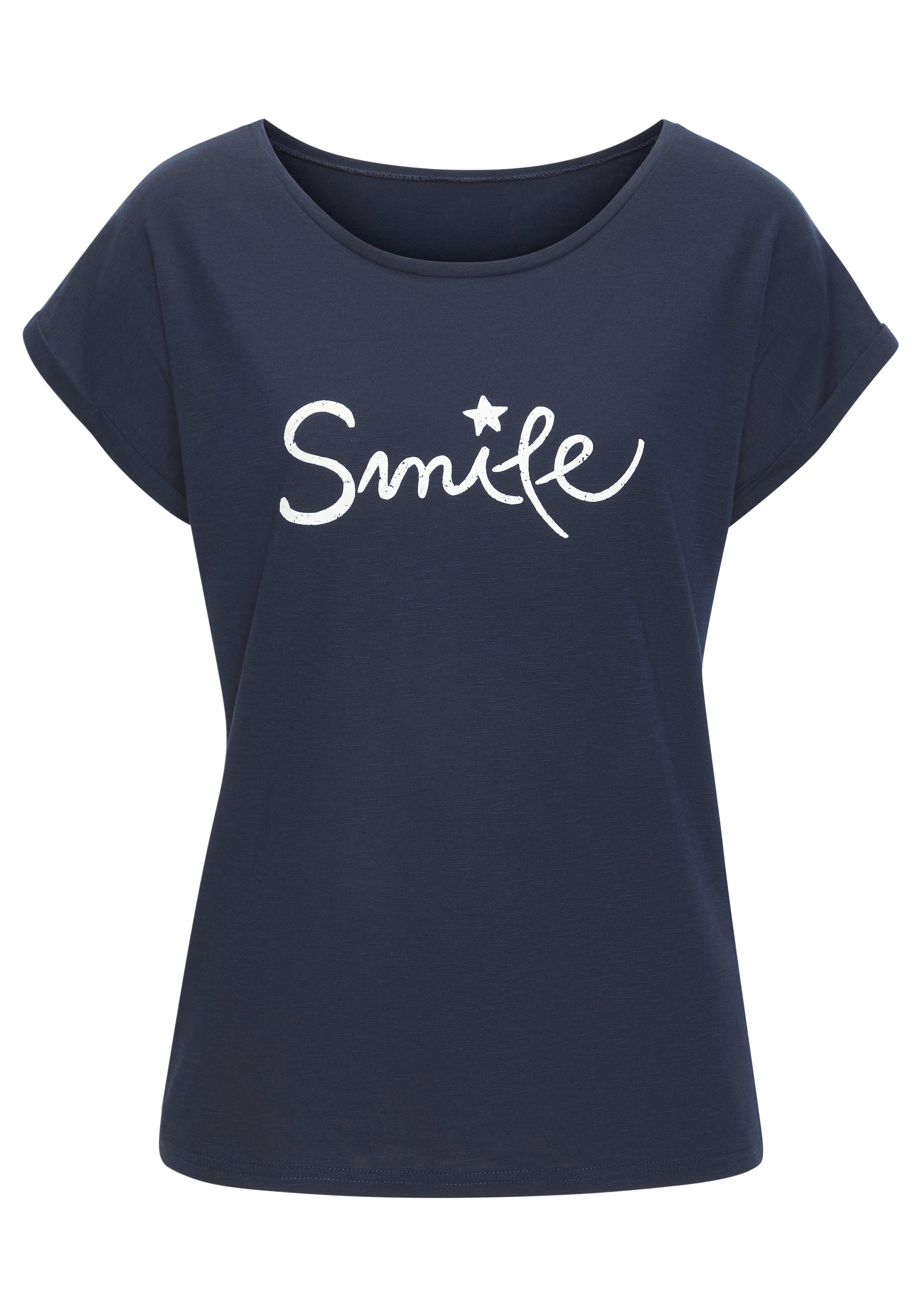 Beachtime T-Shirt »mit Frontdruck "Smile"«, aus weicher Baumwoll-Qualität