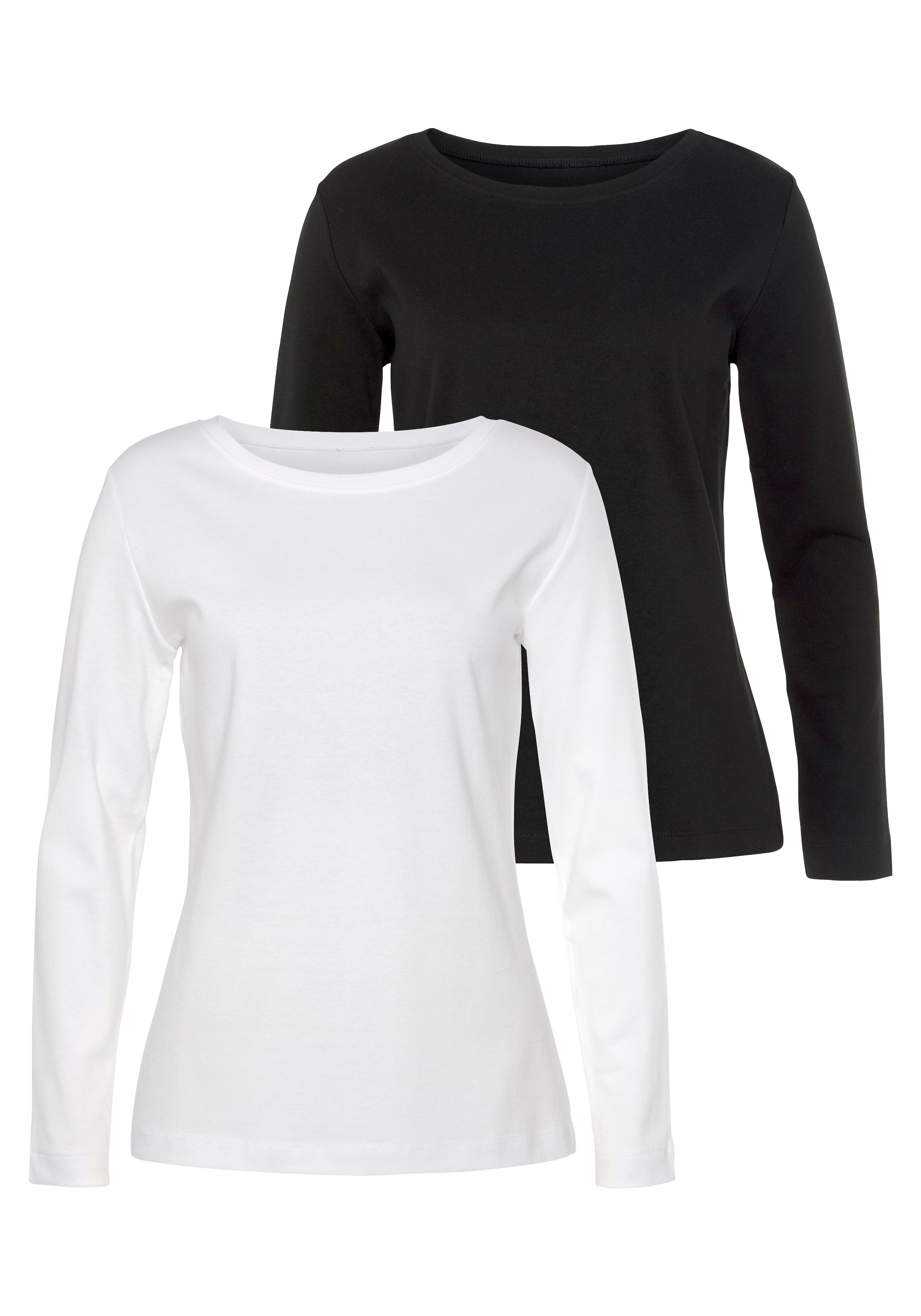 Vivance Langarmshirt »aus reiner Baumwolle«, (2er-Pack), aus leicht wärmender Interlock-Qualität