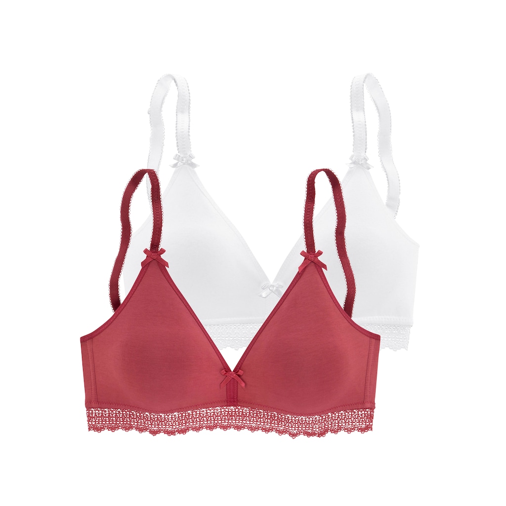 petite fleur Bralette-BH, ohne Bügel mit Spitzenband, aus weicher Baumwolle, Basic Dessous