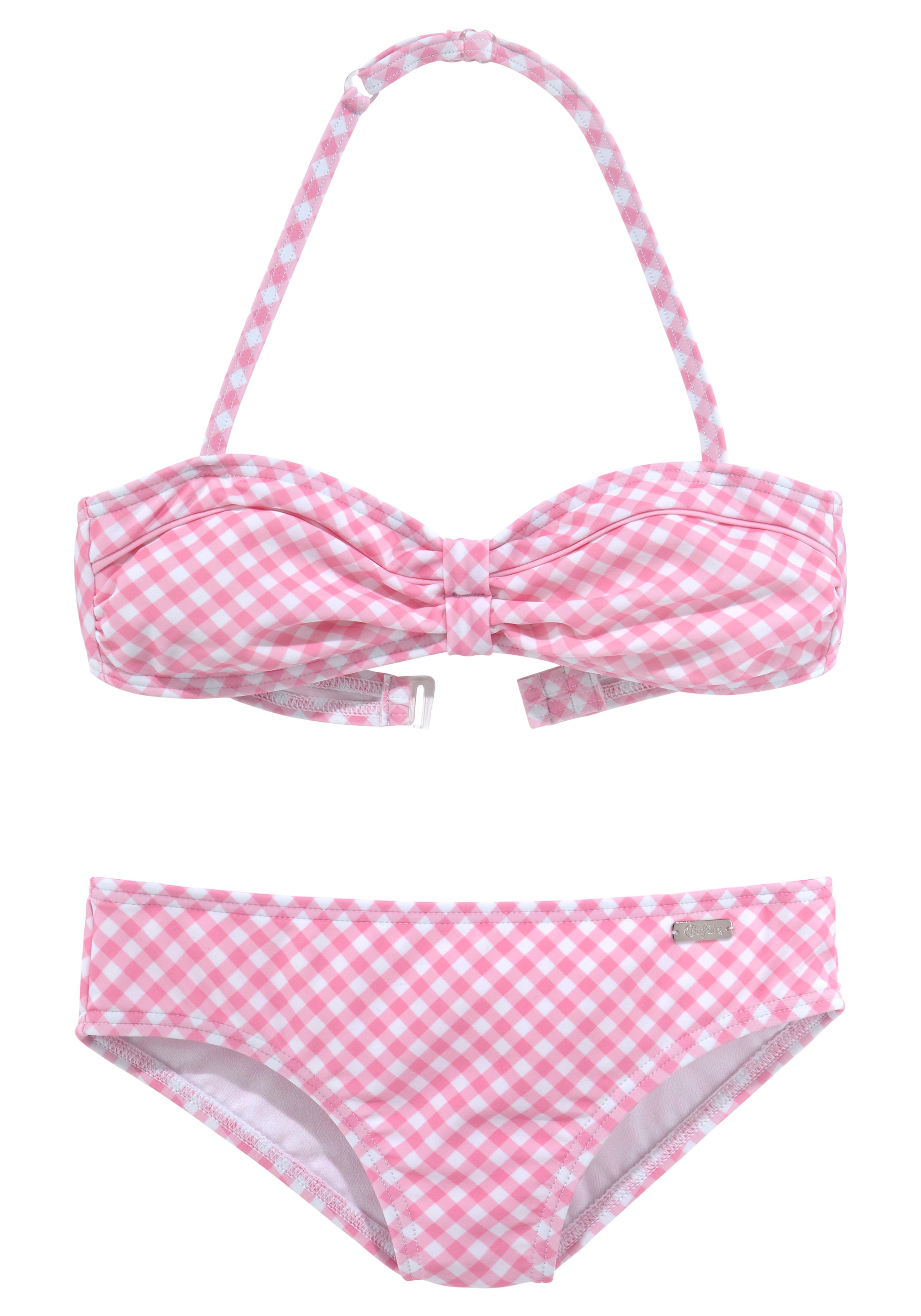 Buffalo Bandeau-Bikini »Karo Kids« mit unifarbenen Details