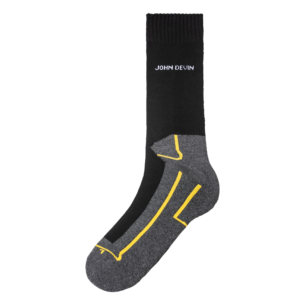 John Devin Funktionssocken, (Packung, 4 Paar), mit Sohlen über Zehen und hoch Fersenplüsch