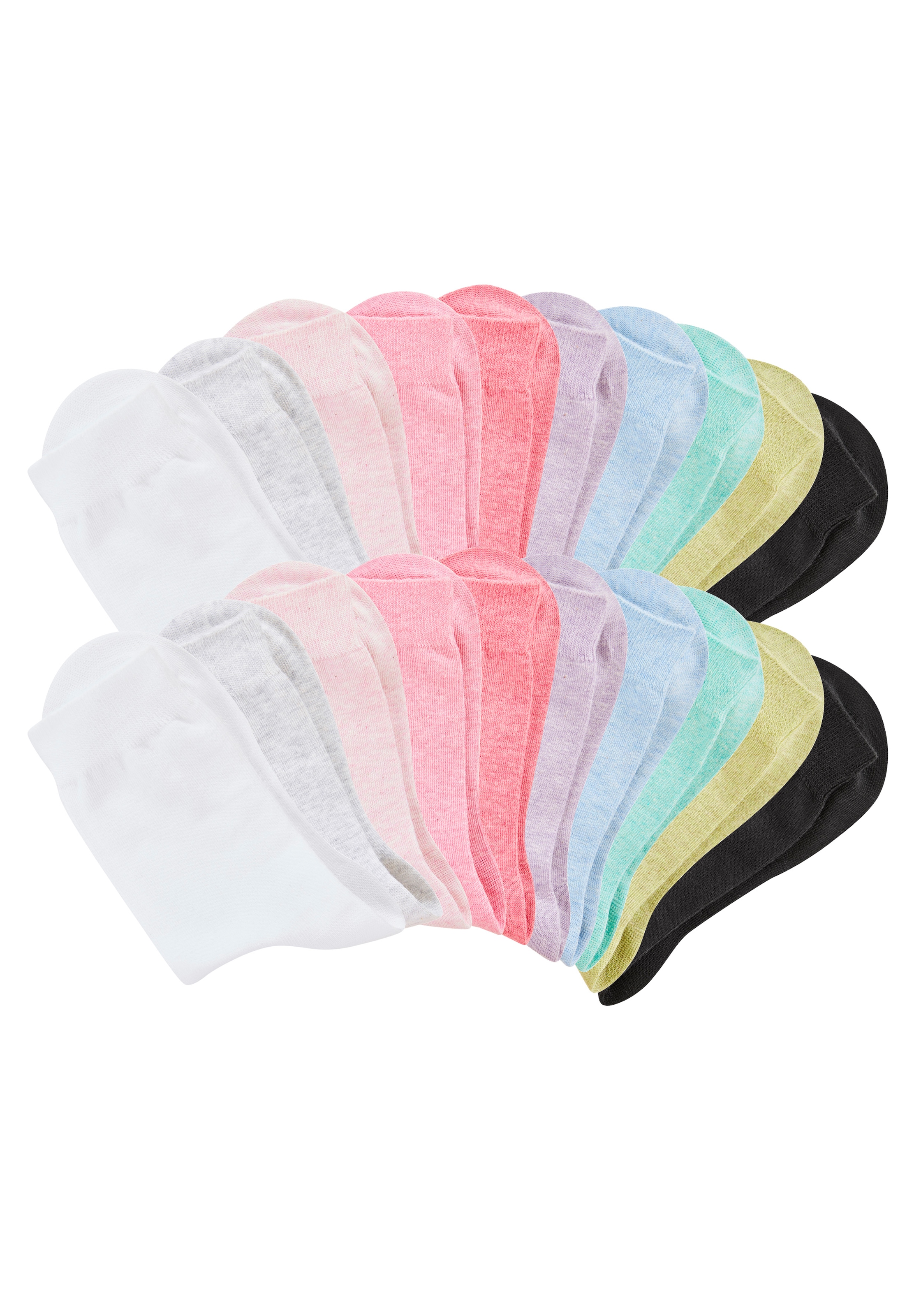 H.I.S Chaussettes basiques »Damensocken, frische melierte Farben; casual« Paquet, 20 Couple tlg. Chaussettes de tous les jours en gros paquet