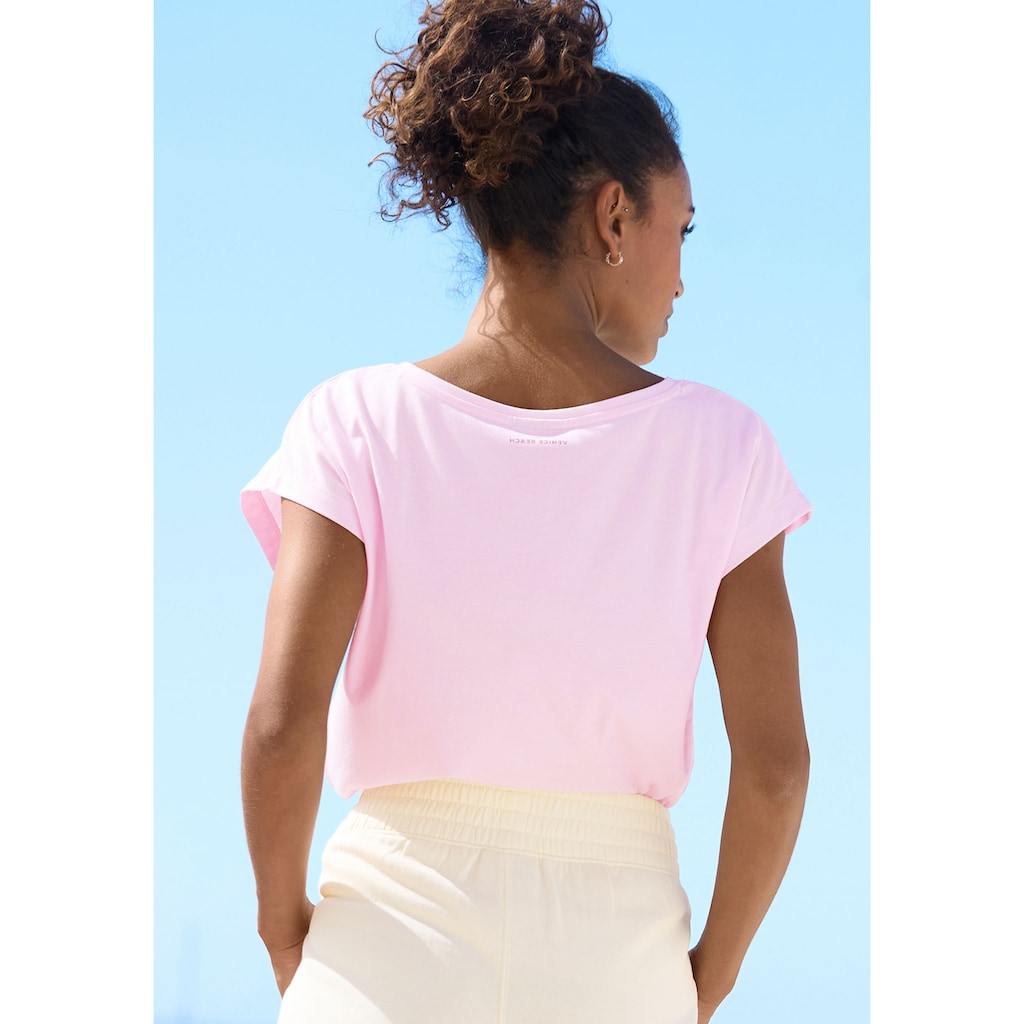Venice Beach Kurzarmshirt, mit Frontdruck, T-Shirt aus Baumwollmischung, Basic, casual
