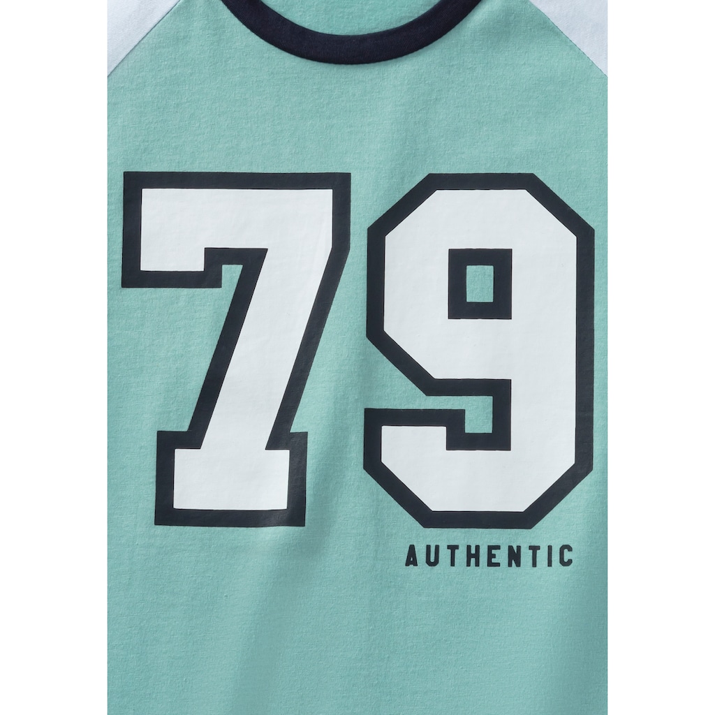 AUTHENTIC LE JOGGER Pyjama, (2 tlg., 1 Stück), Schlafanzug für Jungs mit grossem College-Print vorn