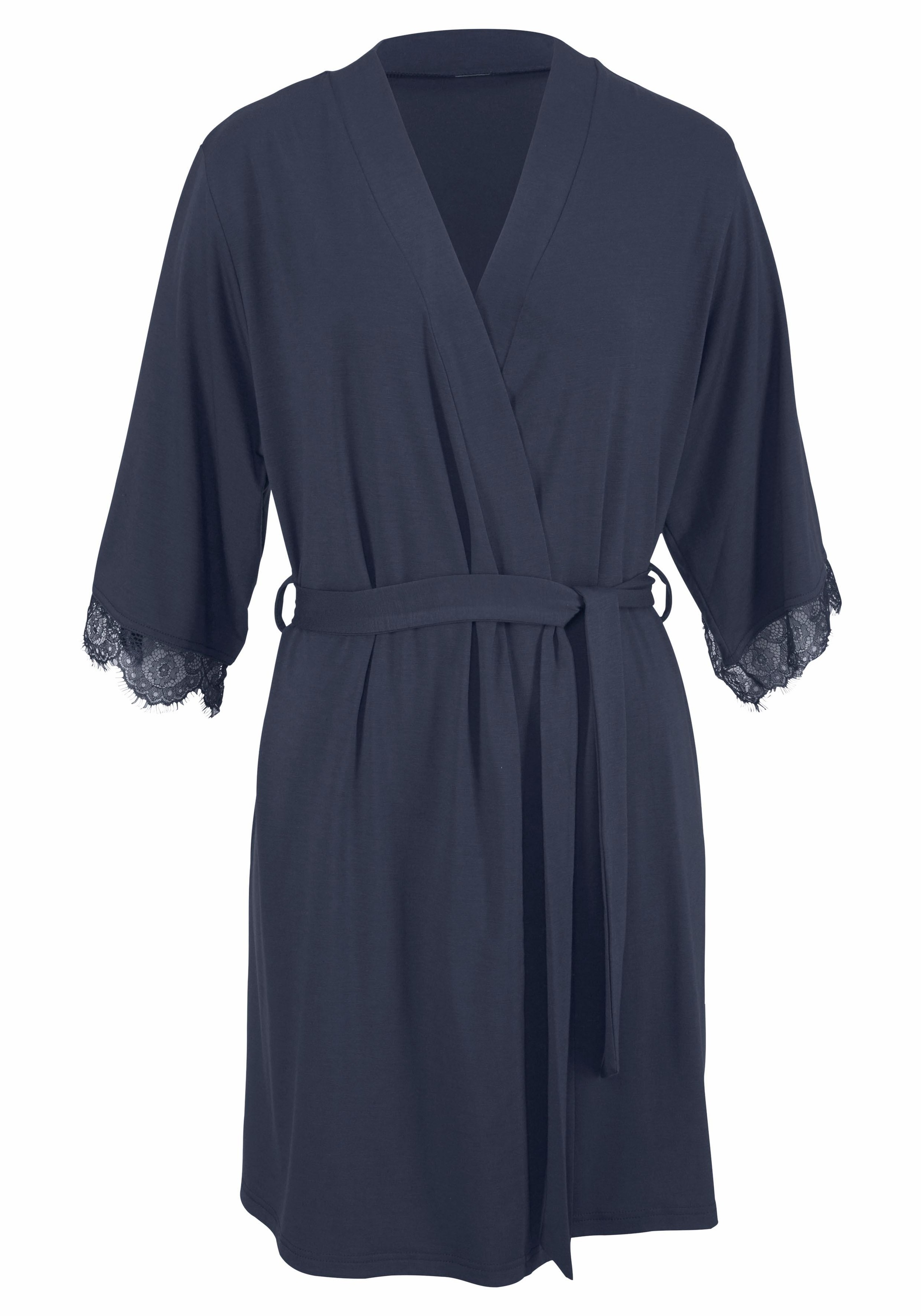 LASCANA Kimono mit Spitze am Ärmelsaum