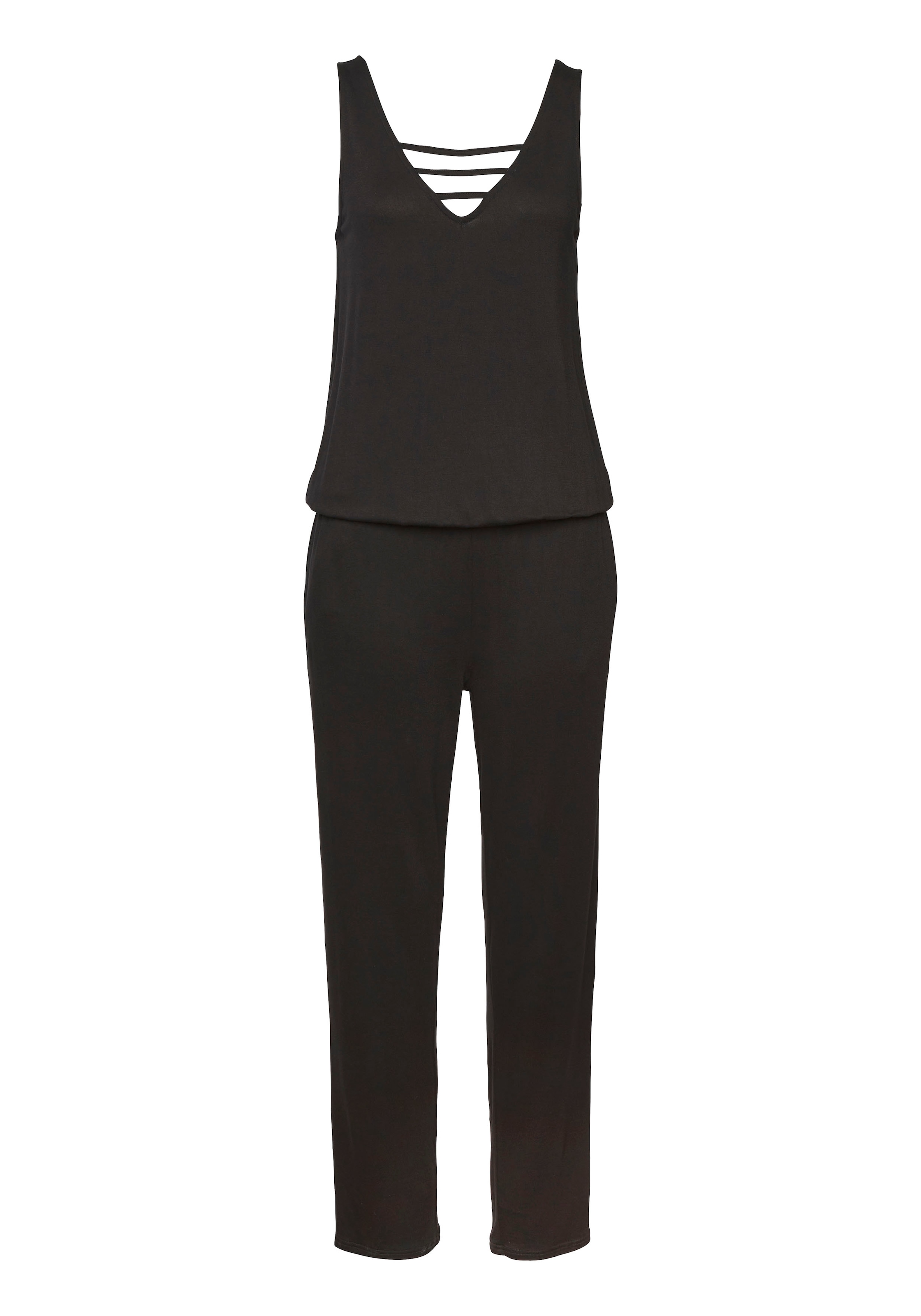 s.Oliver Overall, mit verziertem Ausschnitt, elastischer Jumpsuit mit Taschen