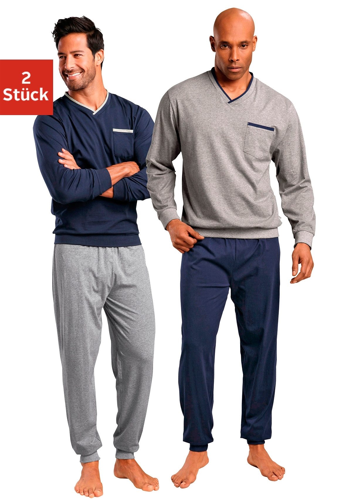 le jogger® Pyjama Packung, 2 Stück, 4 tlg. in langer Form