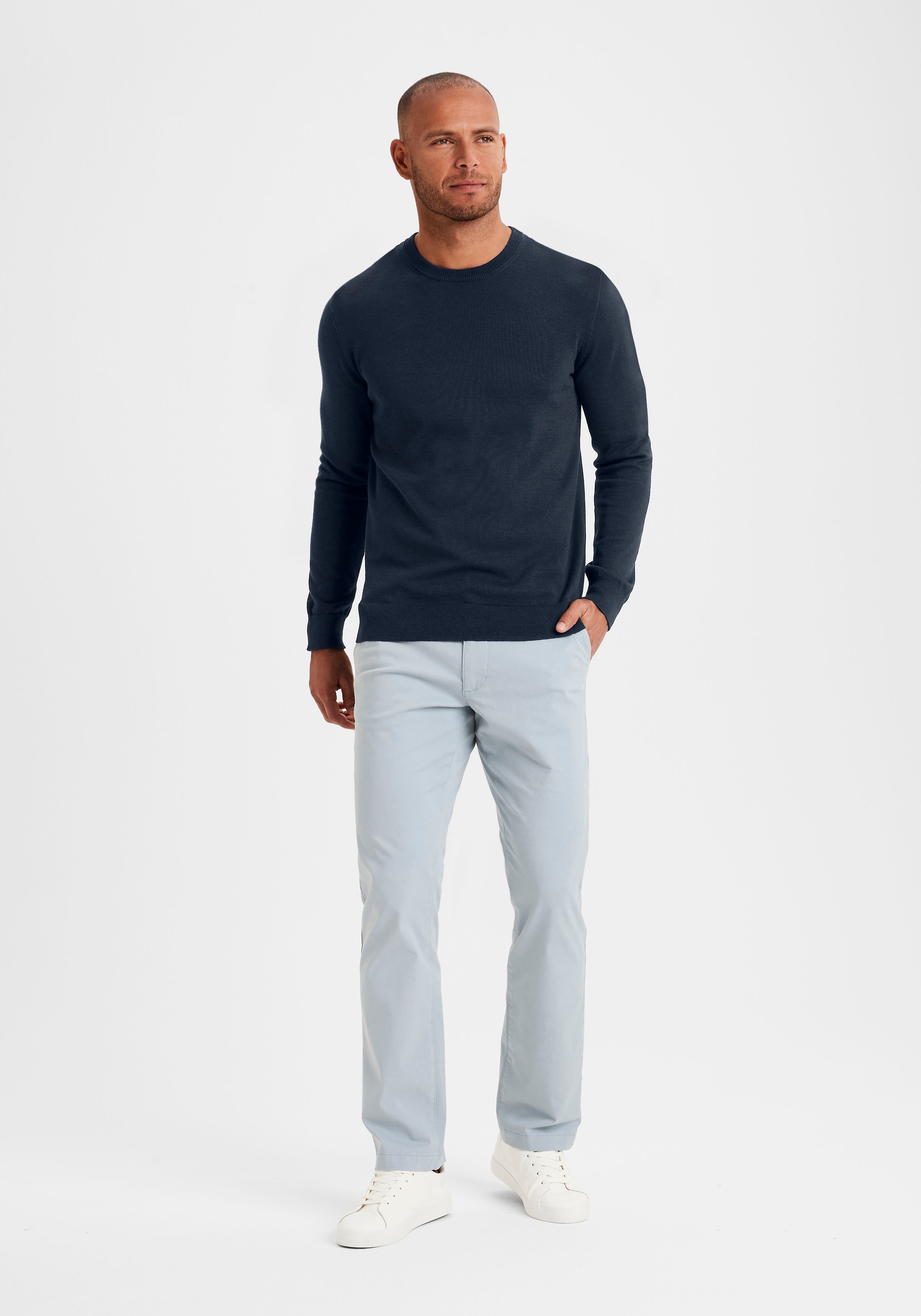 H.I.S Pull en tricot Regular Fit, Langarm, Pullover aus Feinstrick, Baumwollmischung