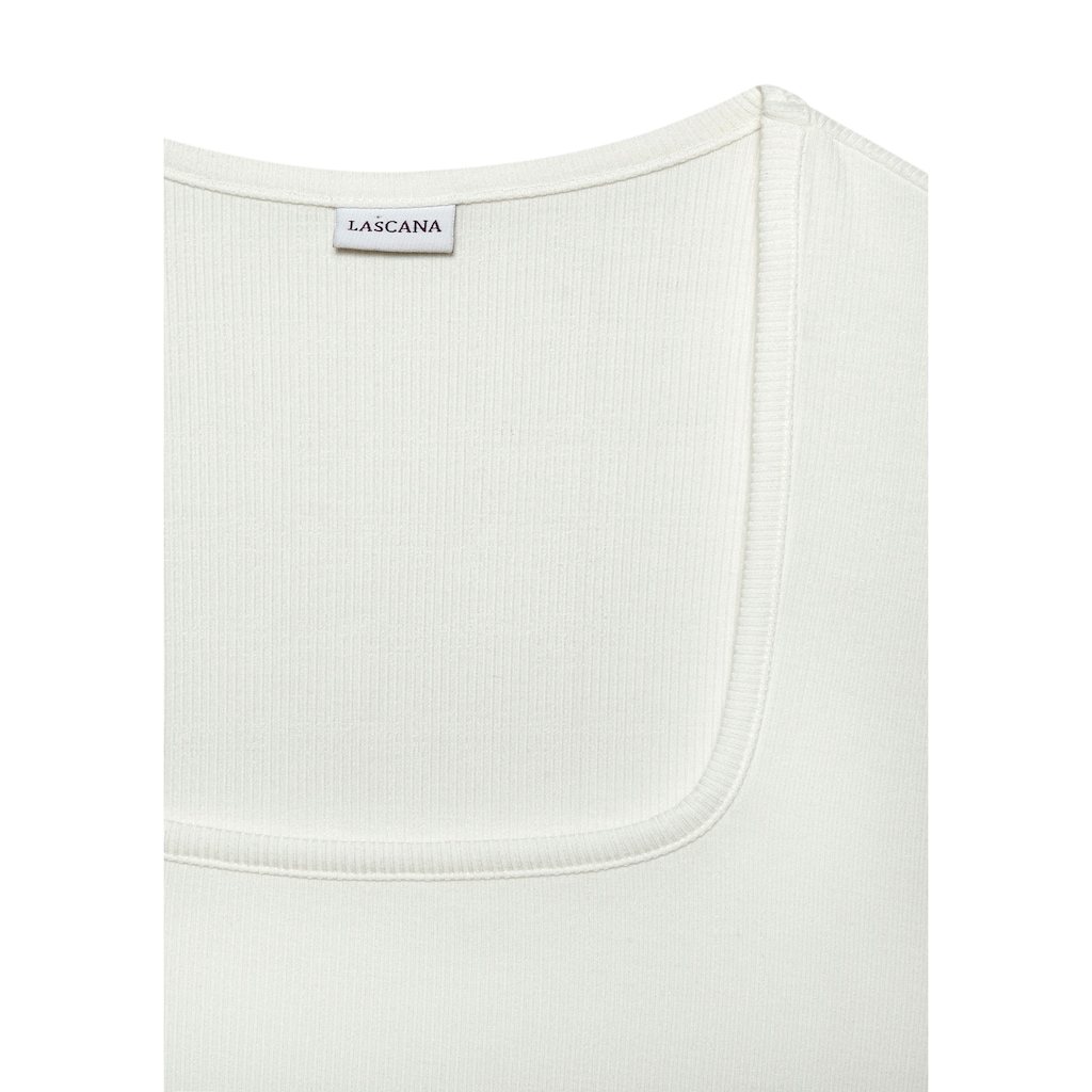 LASCANA Ripptanktop, mit Karree-Ausschnitt, elastisches Damentop, Basic, elegant
