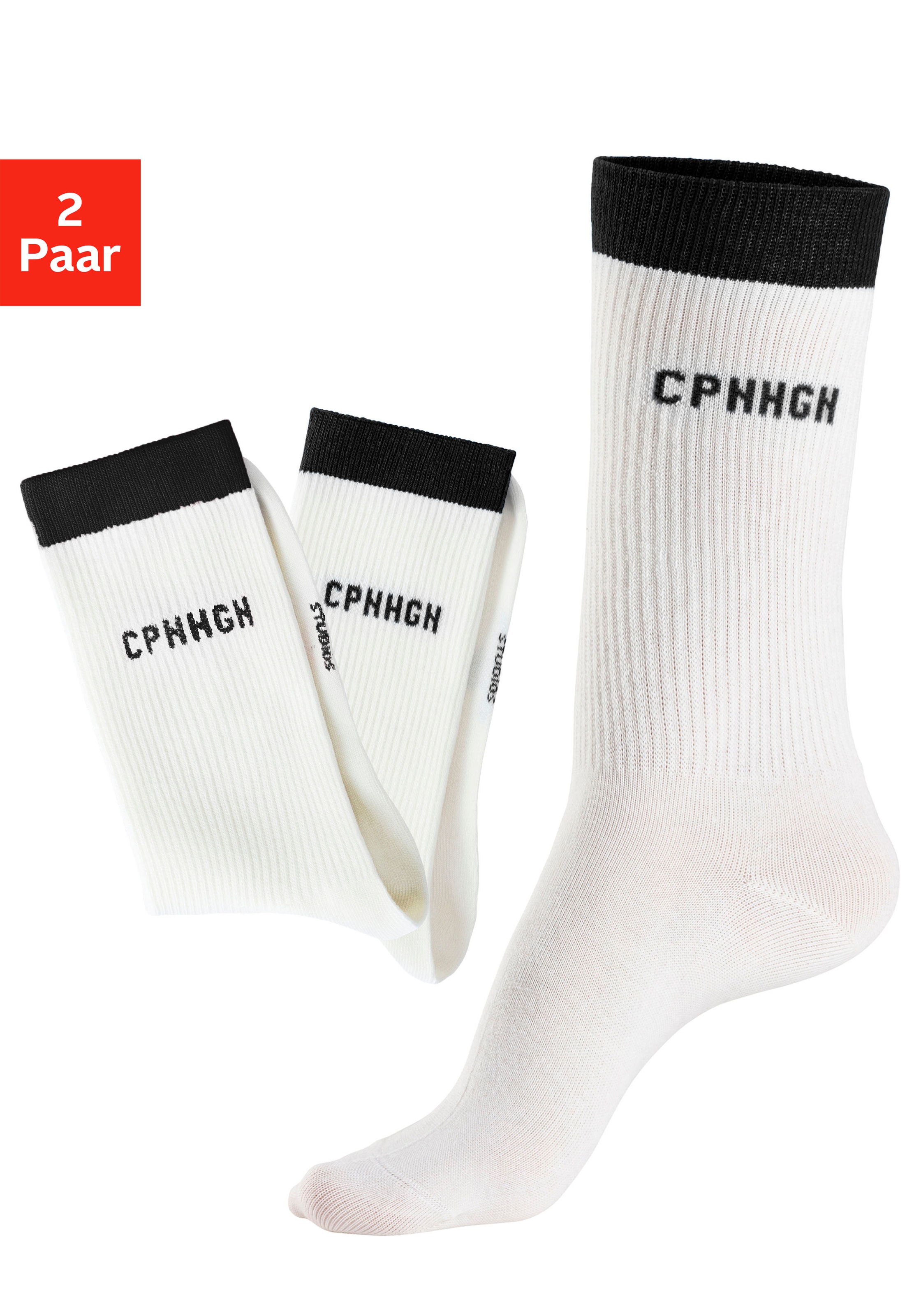 Copenhagen Studios Tennissocken Packung, 2 Paar tlg. mit kontrastfarbenem Bund