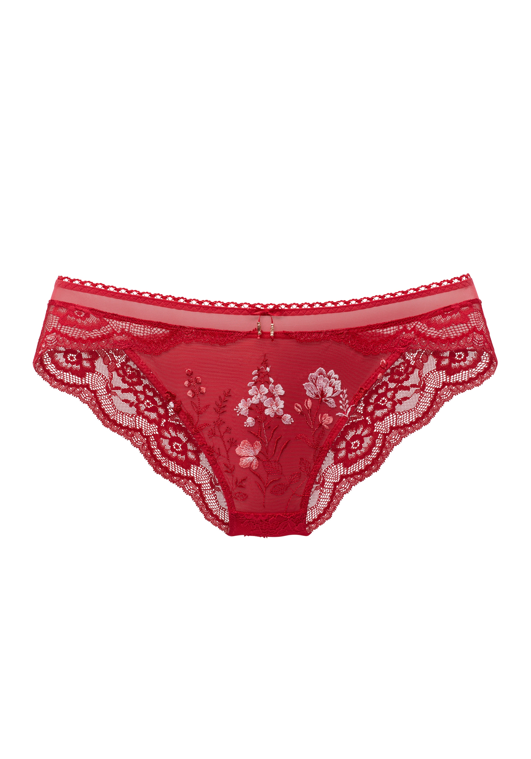 LASCANA Slip »Maria« Edle Stickerei-Spitze mit Blumen, elastische Spitze hinten, Dessous