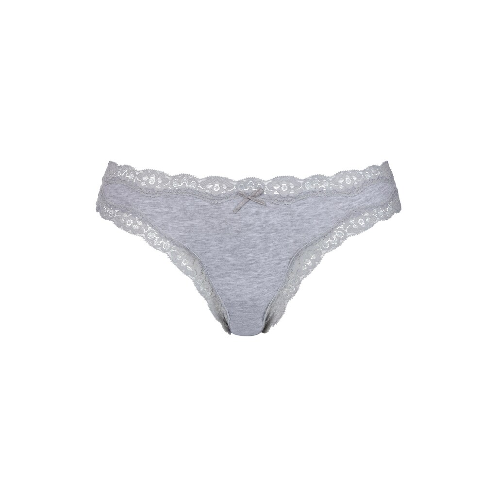 LASCANA String, (Packung, 3 St.), mit floraler Spitze