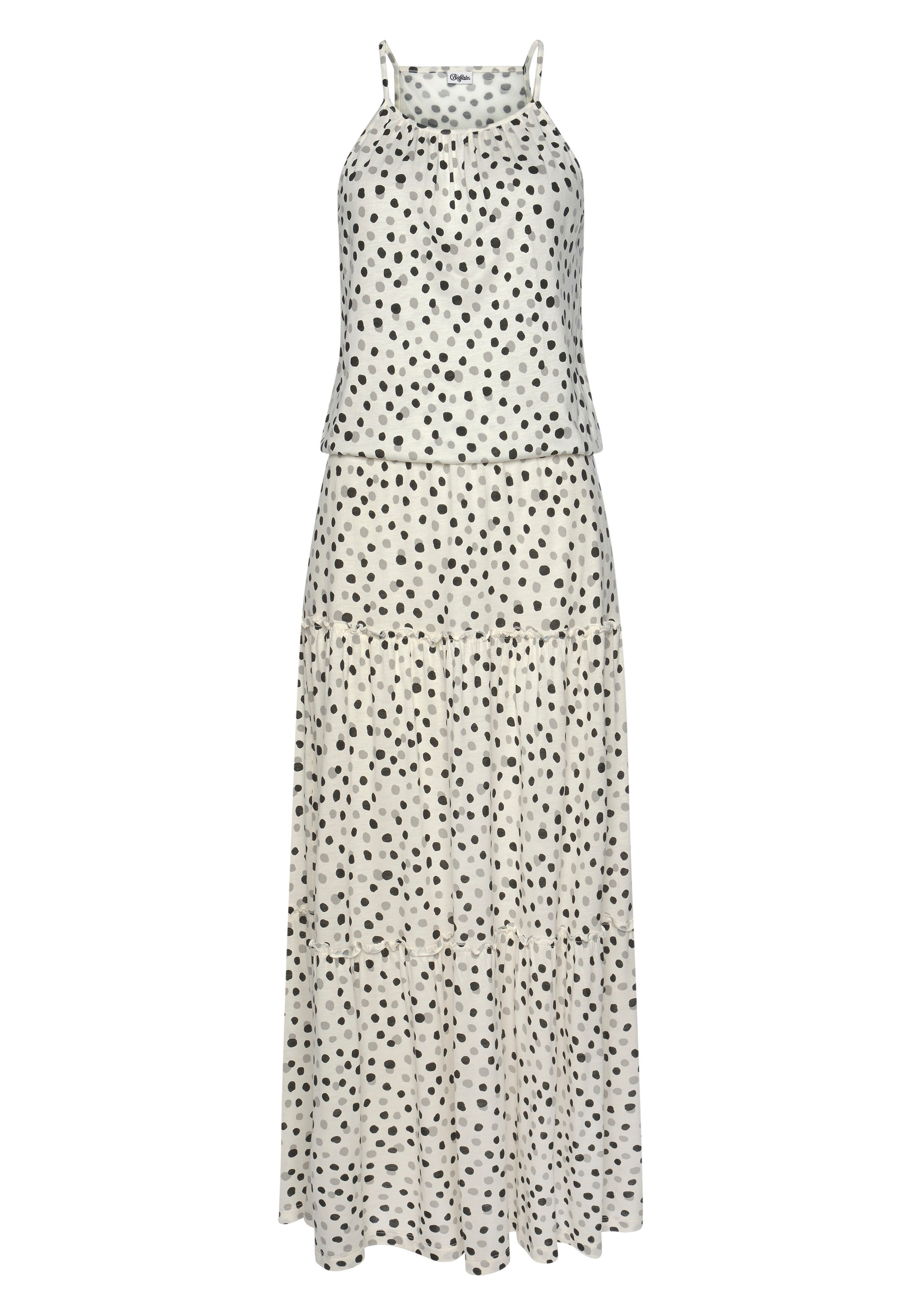 Buffalo Maxikleid "mit Pünktchendruck" Ohne Taschen fliessendes Sommerkleid, elegantes Jerseykleid, Polkadot-Kleid