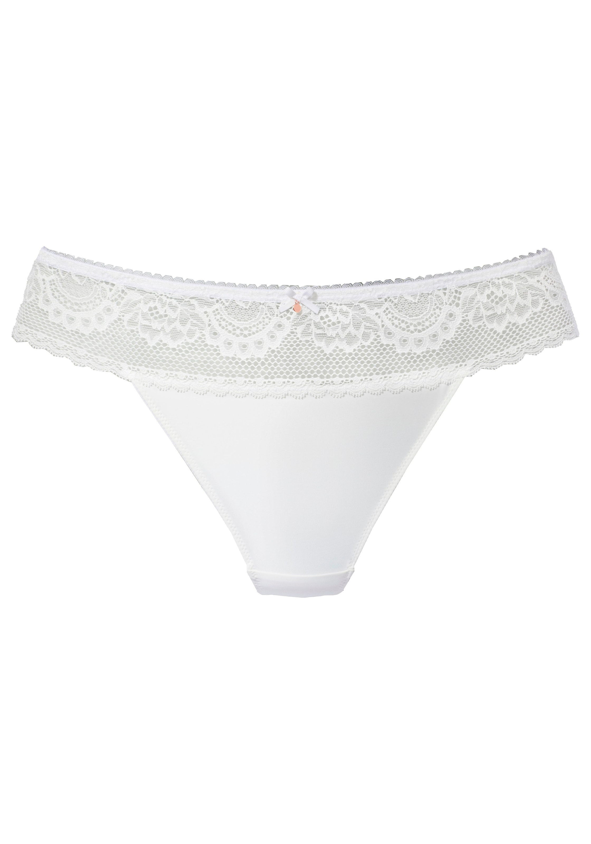 LASCANA High-Waist-String, mit breitem Bund aus floraler Spitze