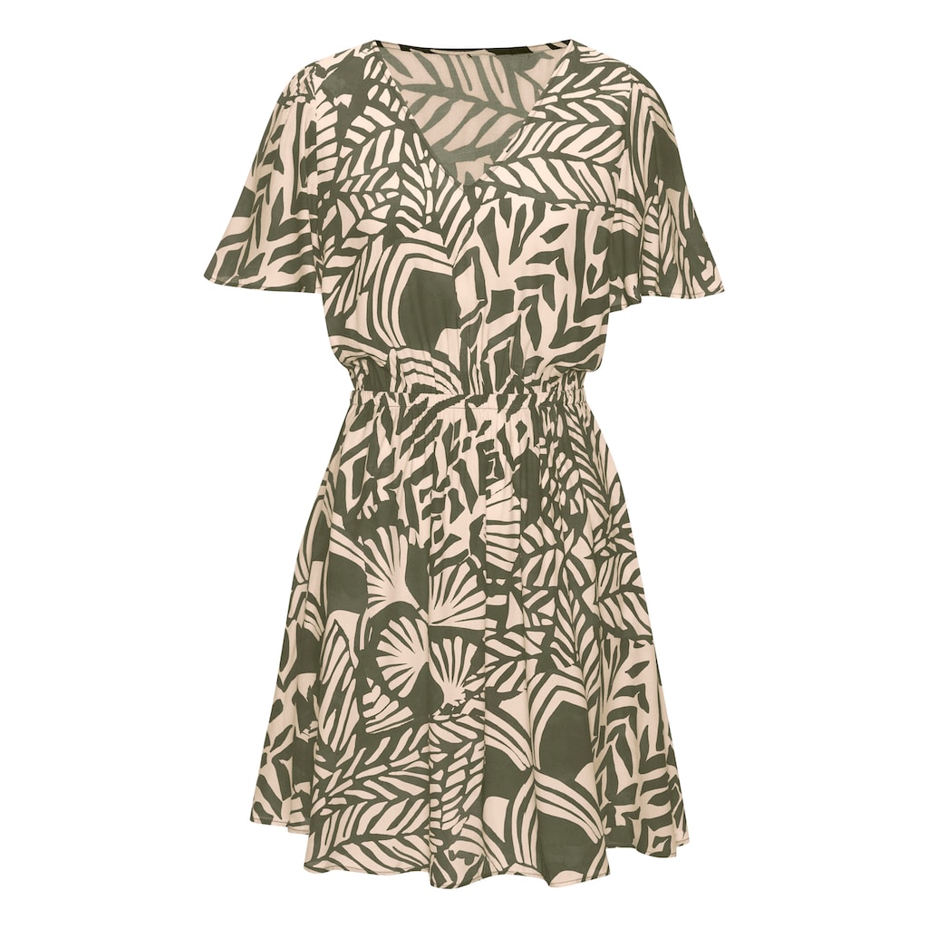 LASCANA Sommerkleid, mit Alloverprint, Flügelärmel, Sommerkleid, Webware