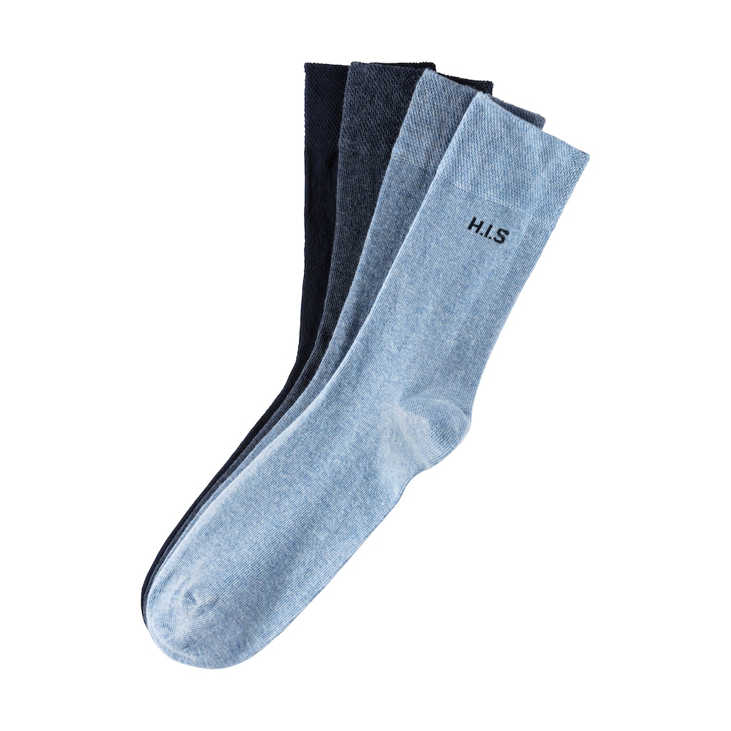 H.I.S Socken, (Packung, 4 Paar), mit druckfreiem Bündchen