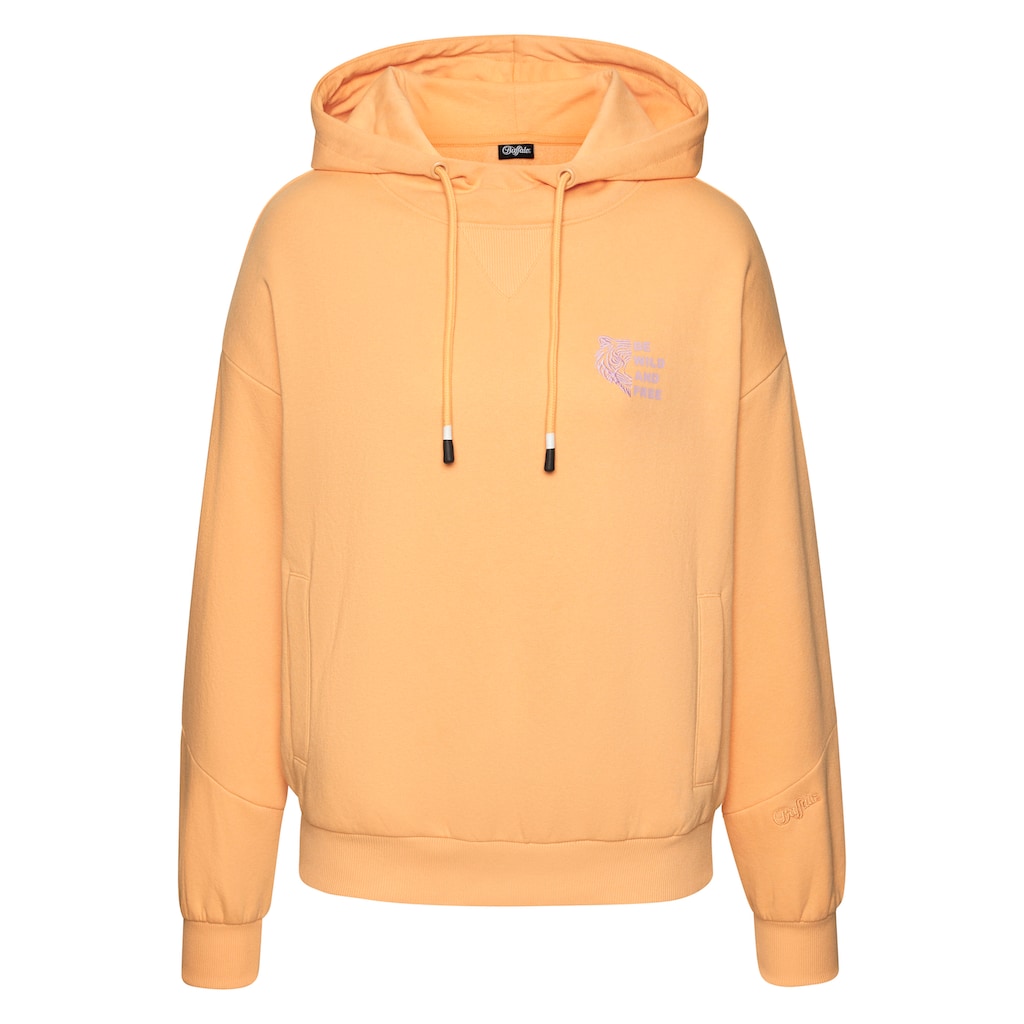 Buffalo Kapuzenpullover, mit Kontraststickerei und seitliche Taschen