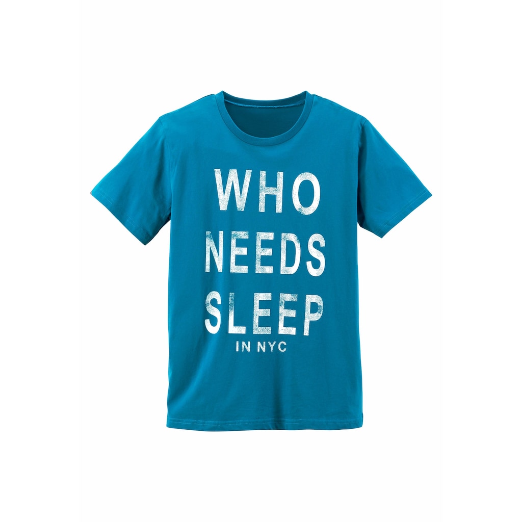AUTHENTIC LE JOGGER Pyjama, (2 tlg., 1 Stück), Schlafanzug mit Spruch "Who needs sleep"