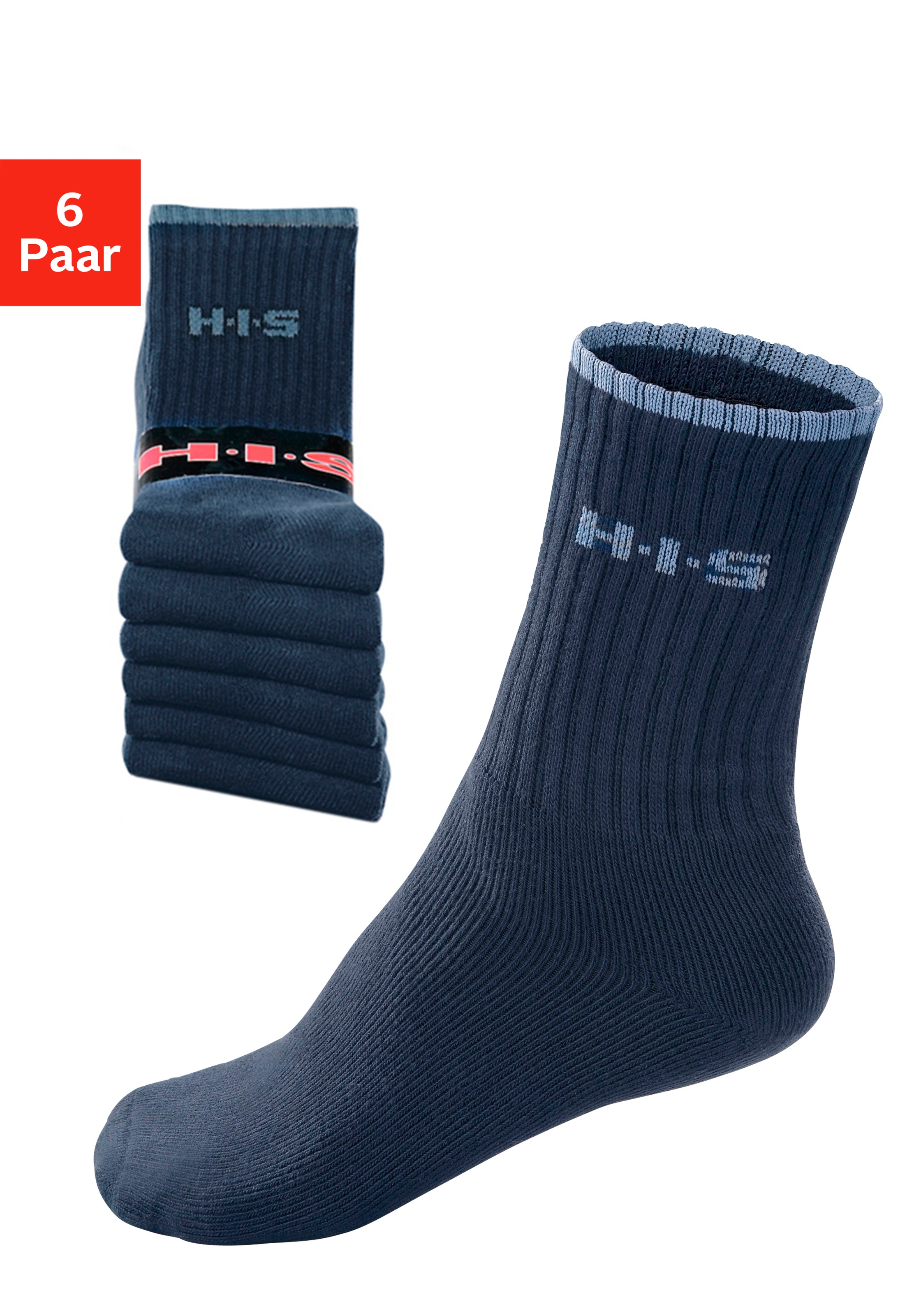 H.I.S Sportsocken Packung, 6 Paar tlg. mit Frottee & verstärkten Belastungszonen