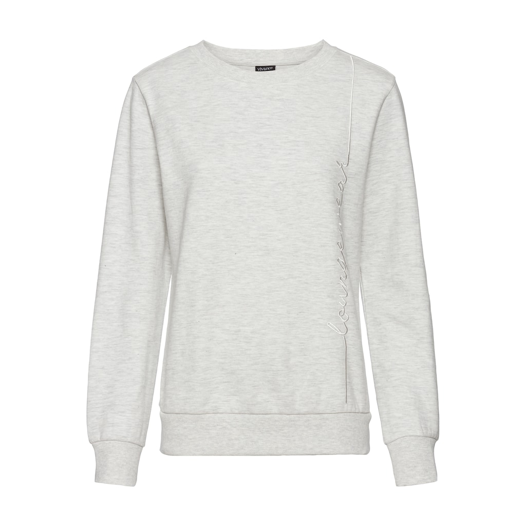 Vivance Longsweatshirt, mit Loungewear Stickerei, Loungeshirt