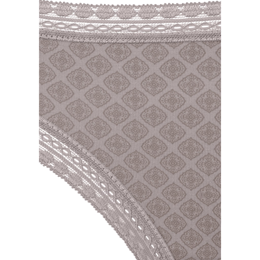 LASCANA Bikinislip, (3er-Pack), aus elastischer Baumwolle mit weicher Spitze