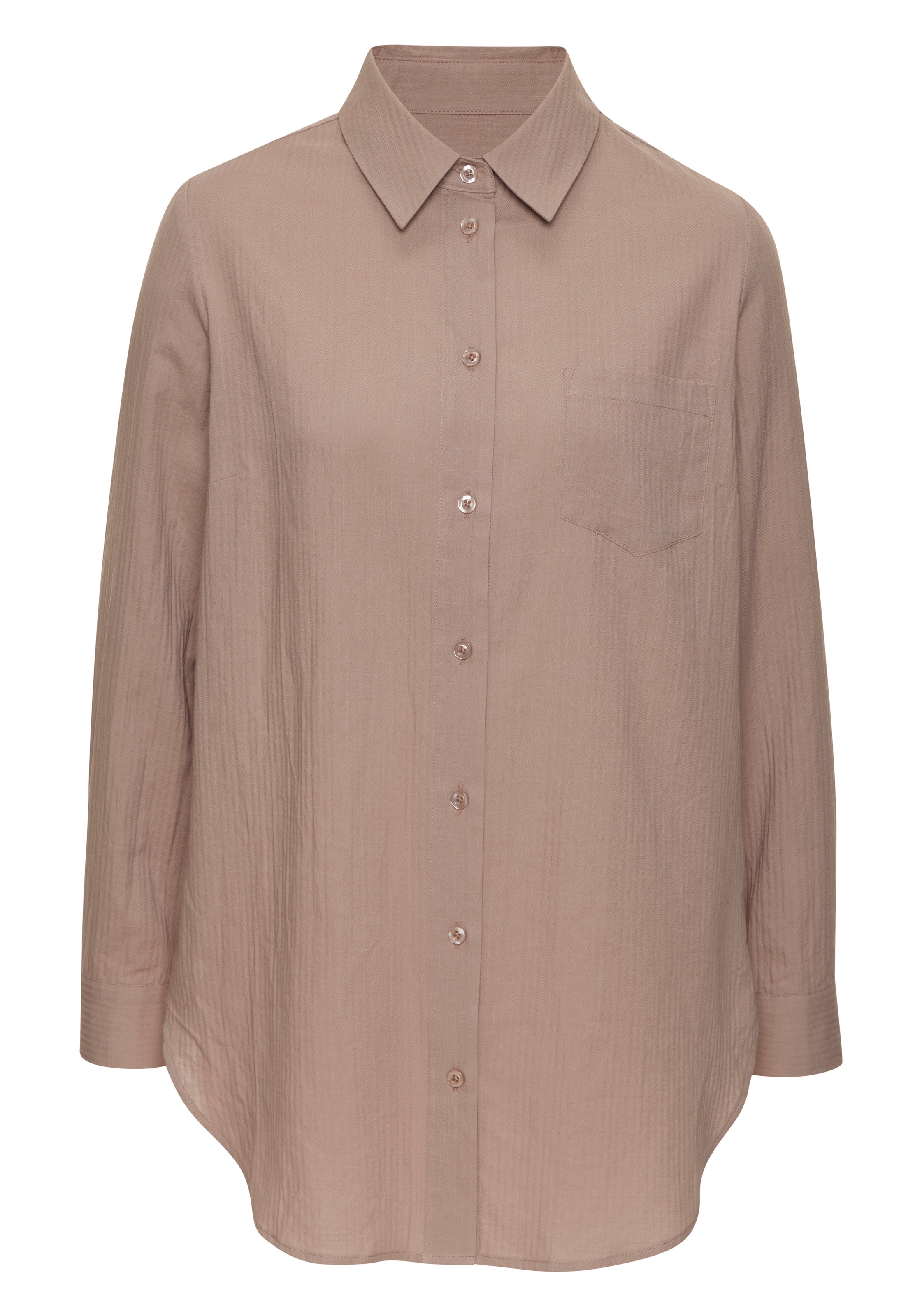 Vivance Blouse chemise en tissu structuré, chemisier femme avec col chemise et patte de boutonnage