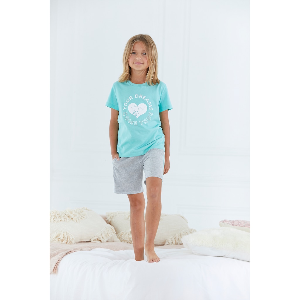 Buffalo Pyjama, (2 tlg., 1 Stück), Schlafanzug mit Herz Print vorn