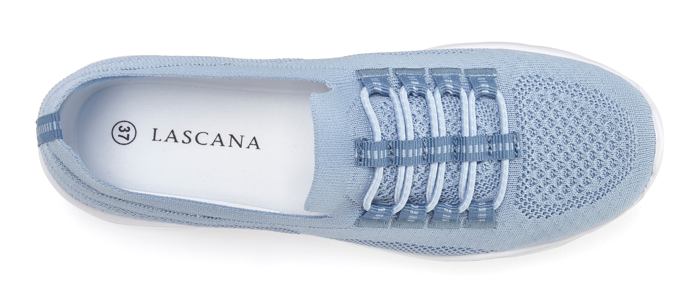 LASCANA Sneaker »Slipper, Halbschuh, leichtes Meshmaterial«, zum Reinschlüpfen mit elastischen Schnürbändern VEGAN