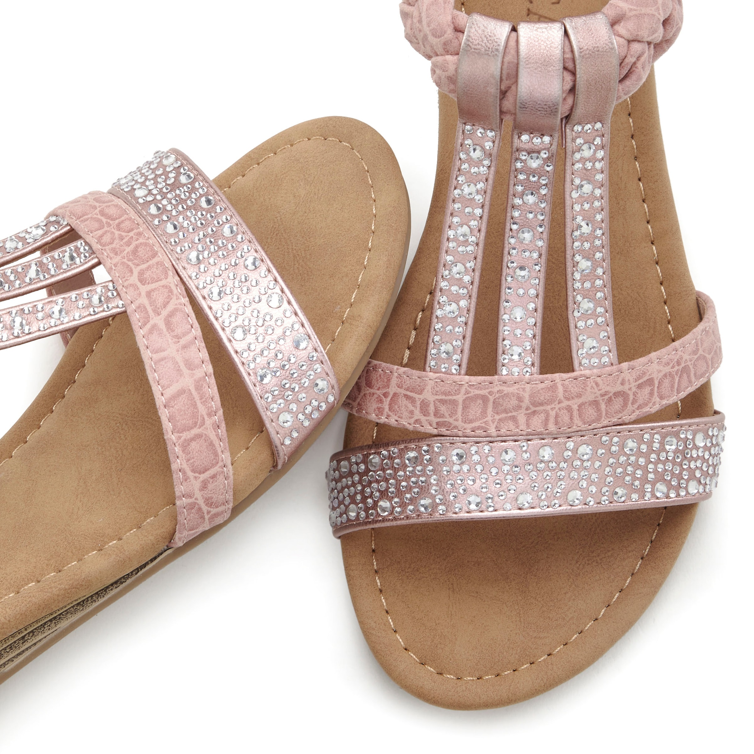 LASCANA Sandale »Sommerschuh«, mit Glitzersteinen, kleiner Keilabsatz, Sandalette, Sommerschuh VEGAN