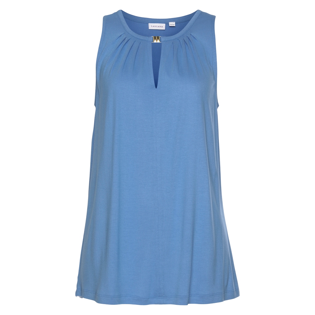 LASCANA Tanktop, mit Zieraccessoire, lässiges Blusentop, elegant